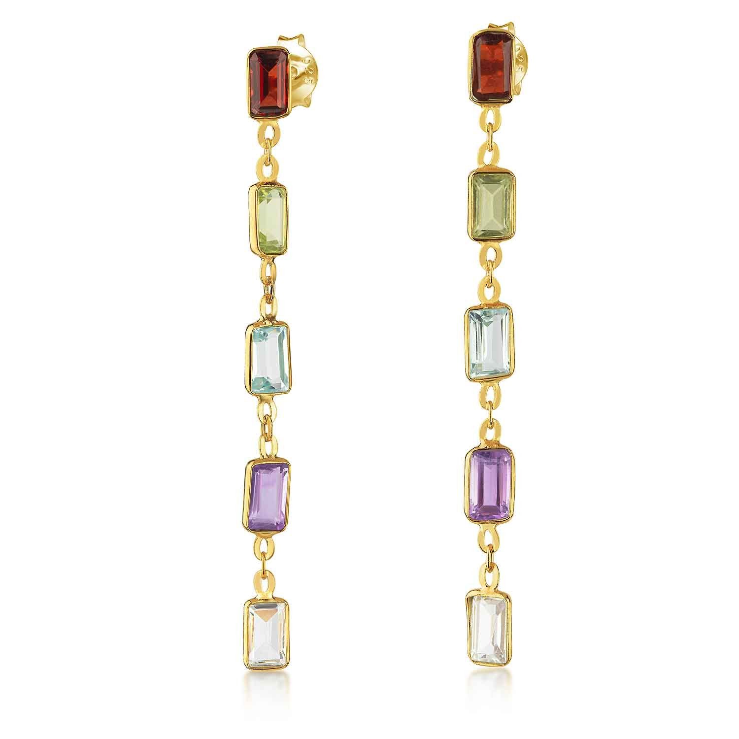 Materia Paar Ohrhänger Damen Edelsteine bunt Granat Amethyst Topas Peridot günstig online kaufen