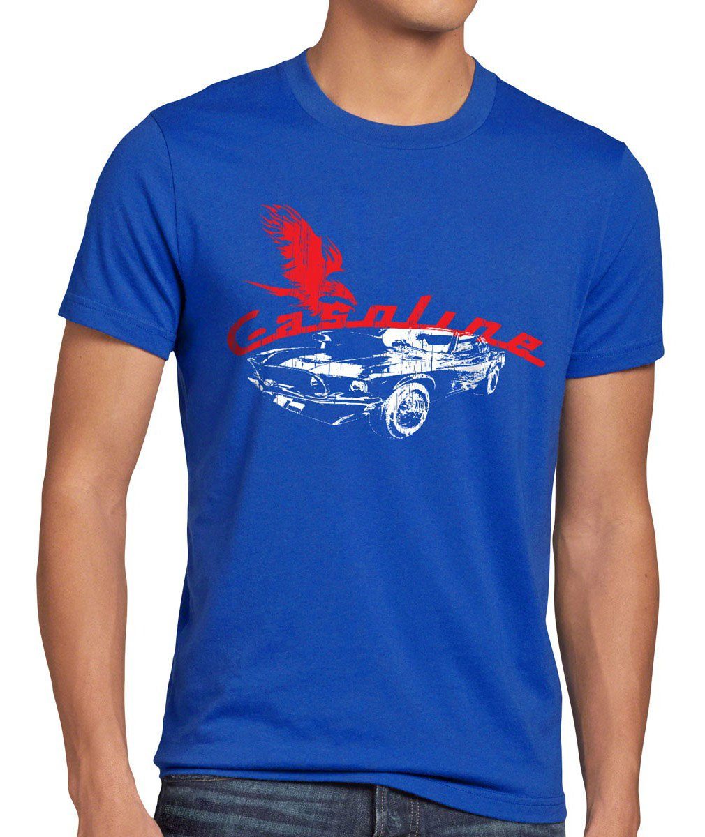 style3 Print-Shirt Herren T-Shirt Muscle Car auto gas death mustang motor ford rocker camaro ps usa blau