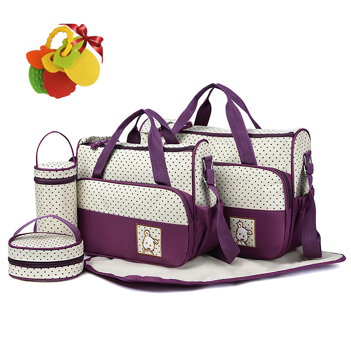 Wickeltasche Violett Multifunktions-Wickelrucksack-Set mit Flaschenhalter