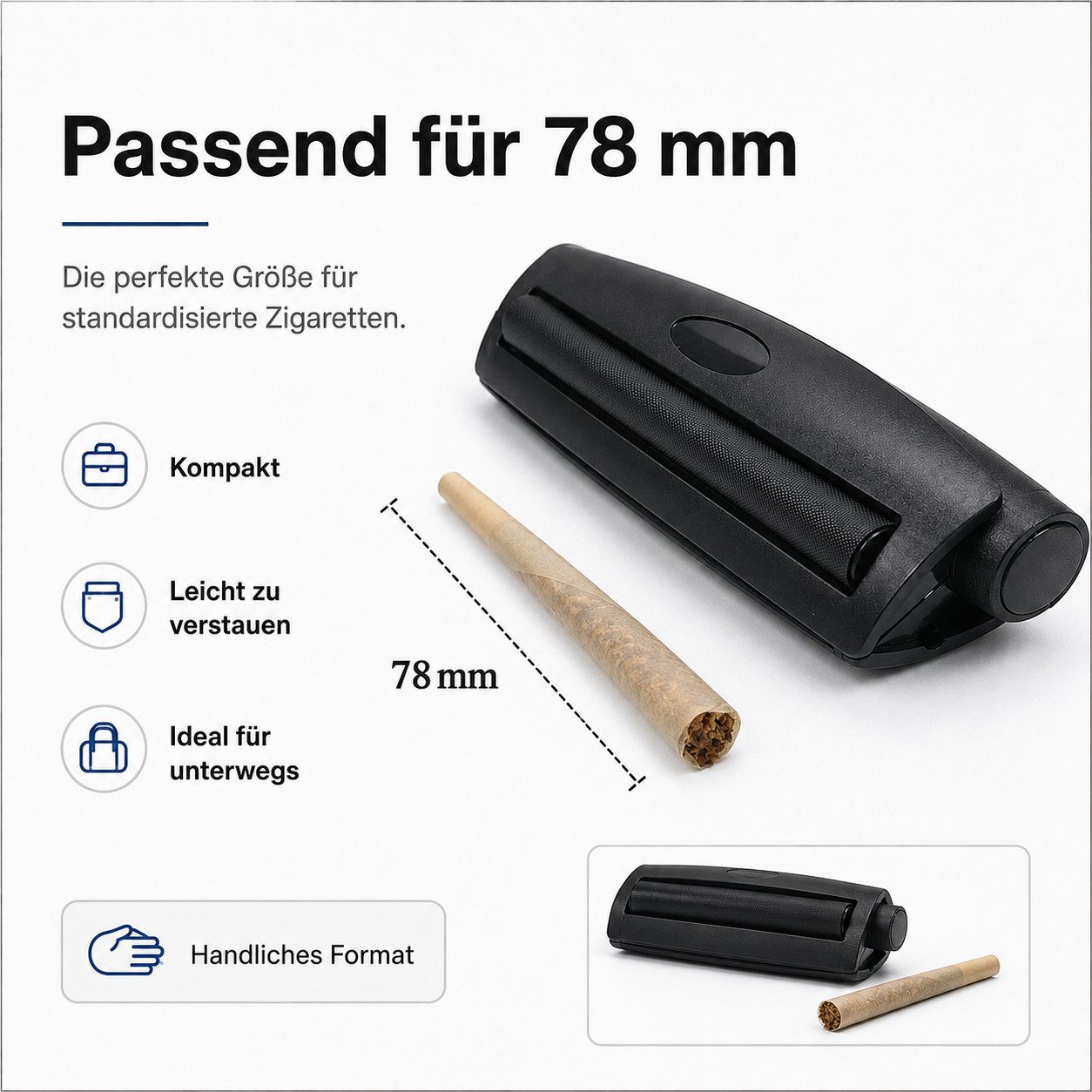 VEKROBOT Tischdrehmaschine Manuelle Stopfhilfe konisch für 110/78 mm schwarzes Kunststoffgehäuse, (1er-Pack, 1-tlg., Manueller Befüller – für 78 mm und 110 mm), – Bild 4 von 5