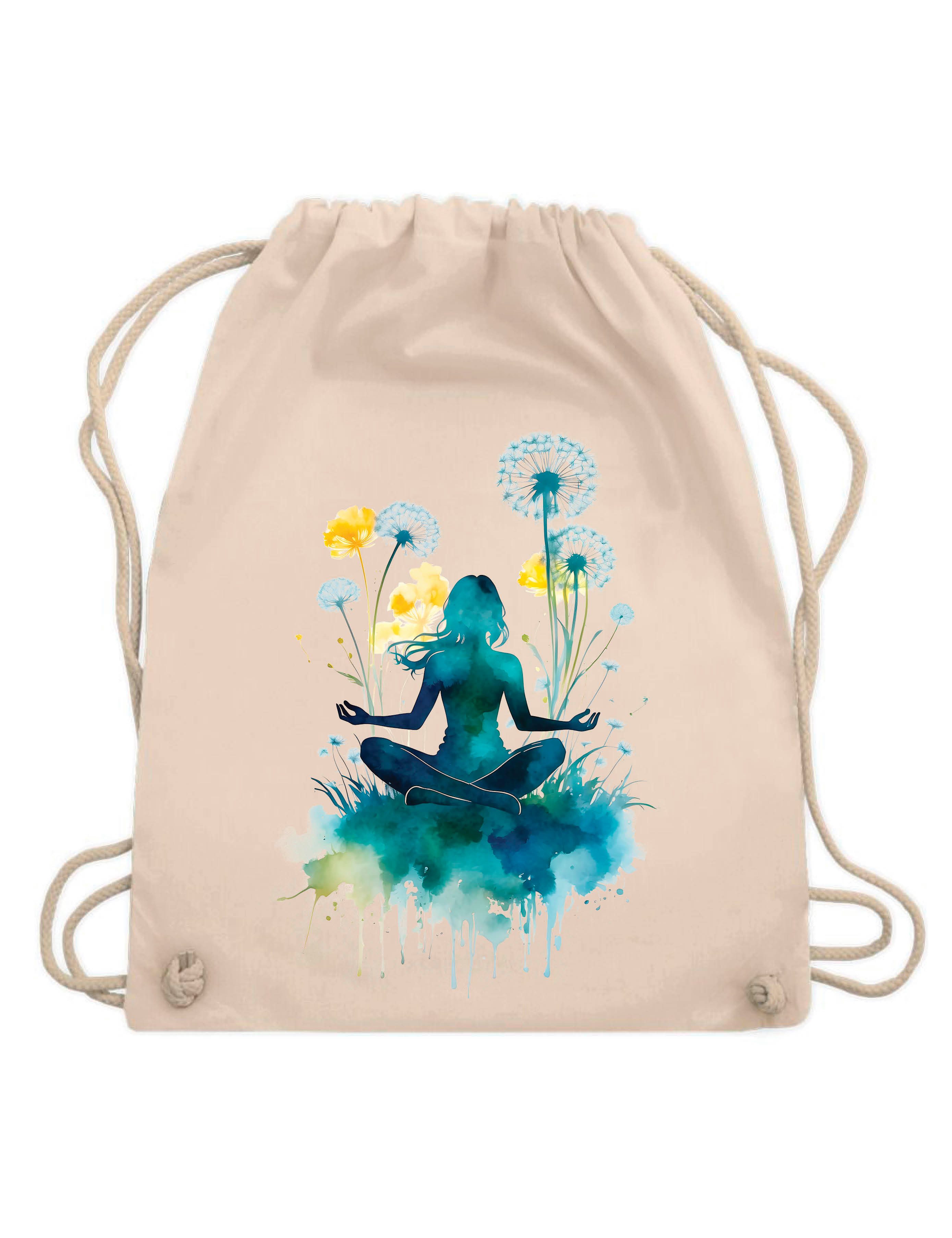 Turnbeutel "Yoga Frau" Baumwoll Tasche Turnbeutel