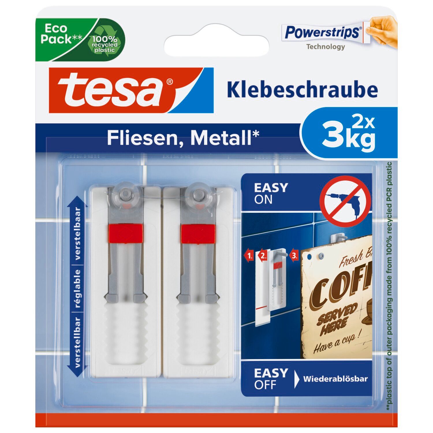 Klebehaken tesa Klebenagel Leinwand Fliesen & Metall, hält bis 2kg/Nagel, Weiß
