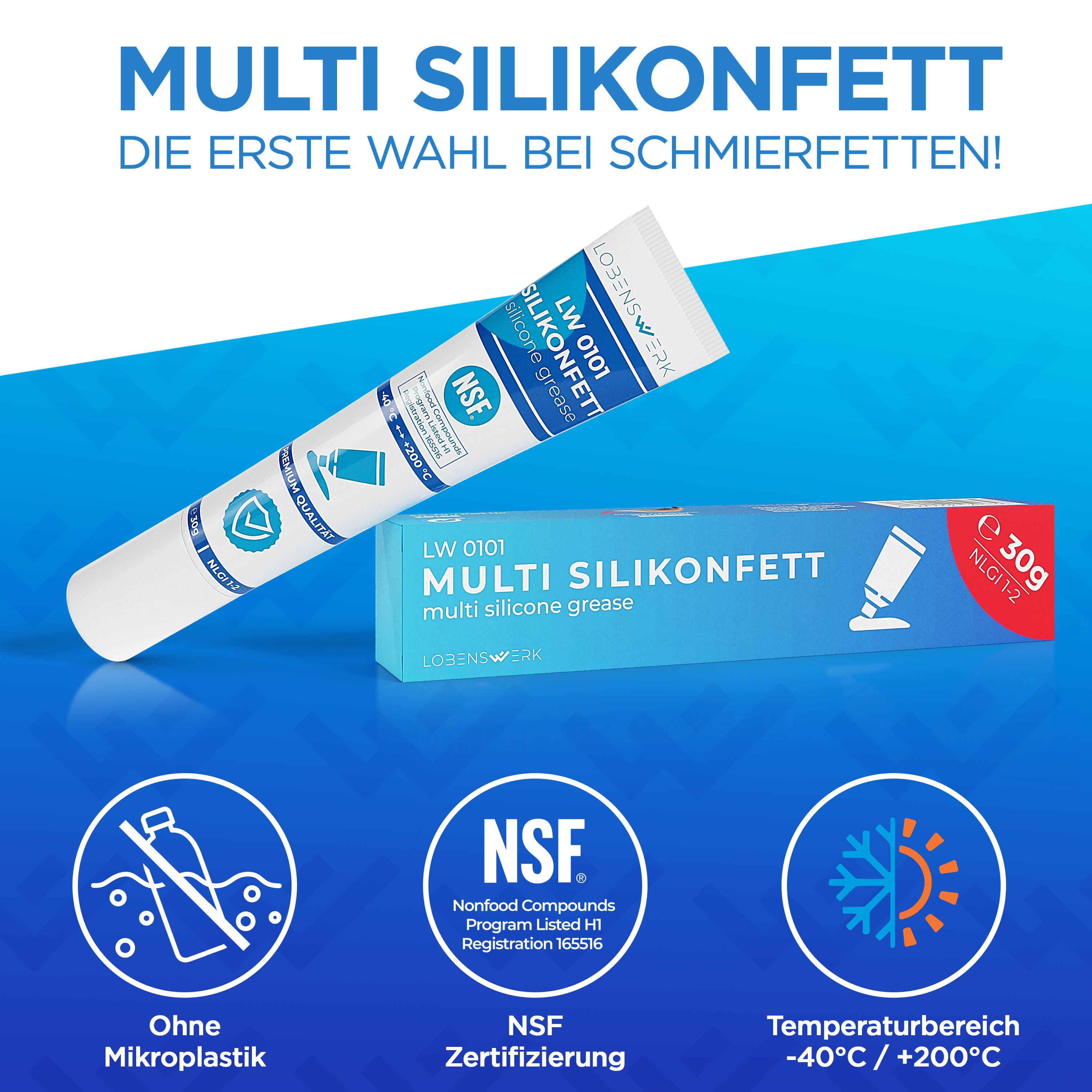 Lobenswerk Schmierfett Silikonfett für Kaffeevollautomaten, 30 g, Schmierfett für Armaturen, Dichtungen, O-Ringe
