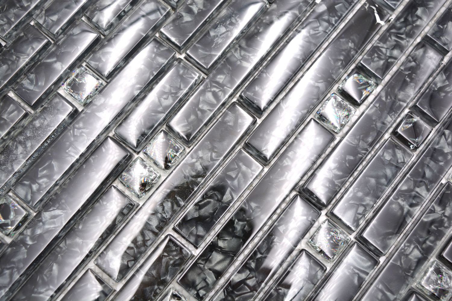 Matten schwarz / glänzend Glasmosaik Mosani Mosaikfliesen Crystal 10 Mosaikfliesen