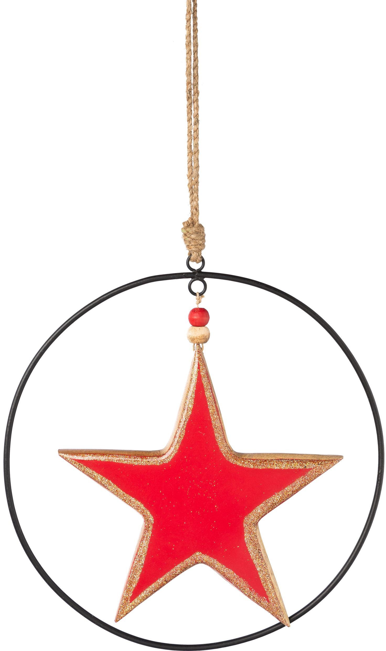 2 Durchmesser Weihnachtsstern, rot, Creativ mit Enamel-Lackierung 20 Metallring, Stern cm Weihnachtsdeko und Dekostern deco St.,
