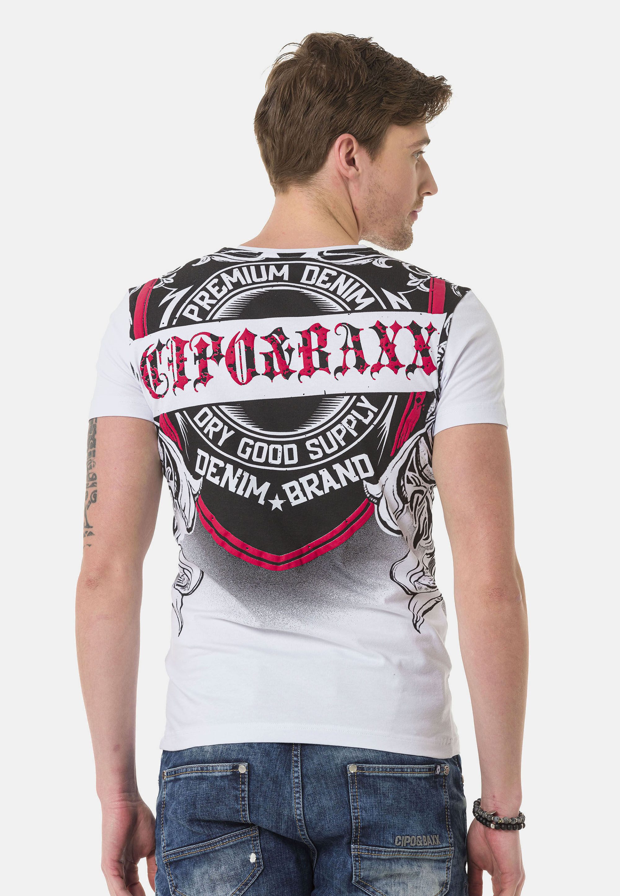 Cipo & Baxx T-Shirt T-Shirt große Tribal- und Markenprints setzen rockige Akzente