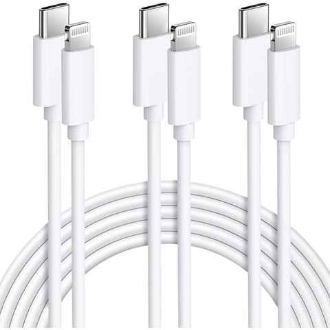 Elegear iPhone 14/13/12 Ladekabel, 2M 3PCS Lightningkabel Smartphone-Kabel, (200 cm), 3Pack 2m weiß