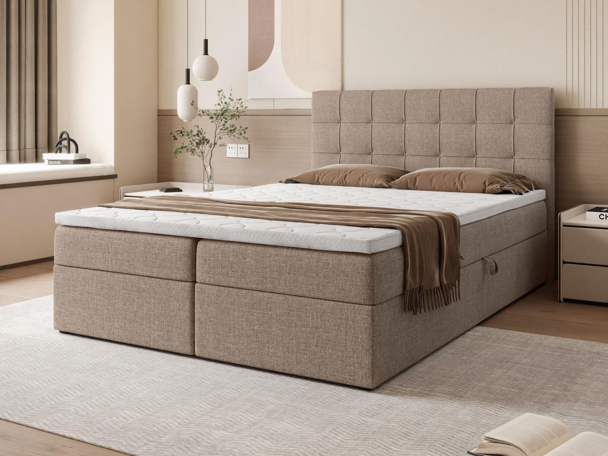 Beautysofa Boxspringbett mit Bettkasten Topiq II, günstig online kaufen