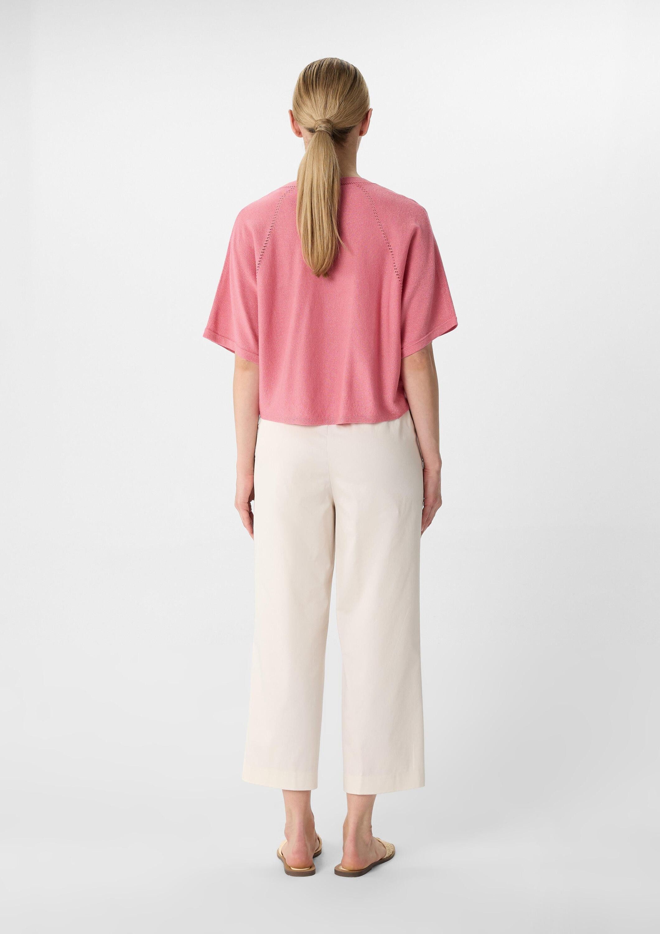 comma Cardigan Strickjacke Schimmernder Feinstrick-Cardigan mit Fledermausärmeln