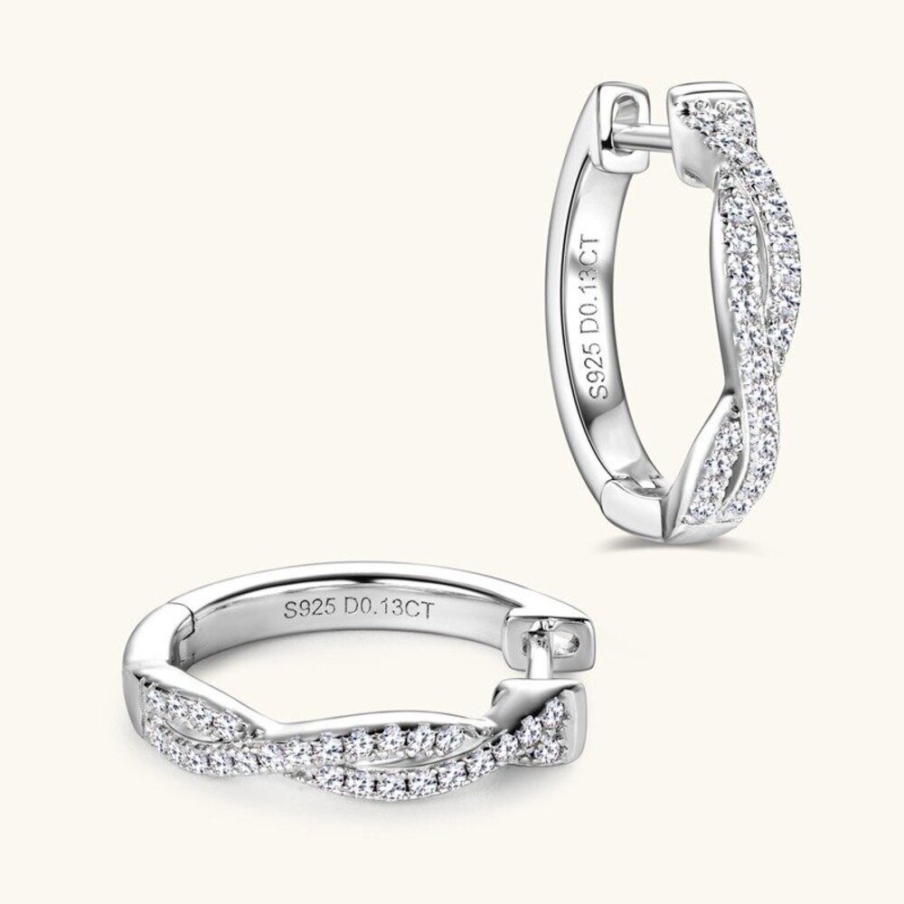 ROUGEMONT Paar Creolen Moissanit Damen Creolen Ohrringe Gold 925 sterling Silber 1,7 cm, Echtschmuck mit Echtheitszertifikat