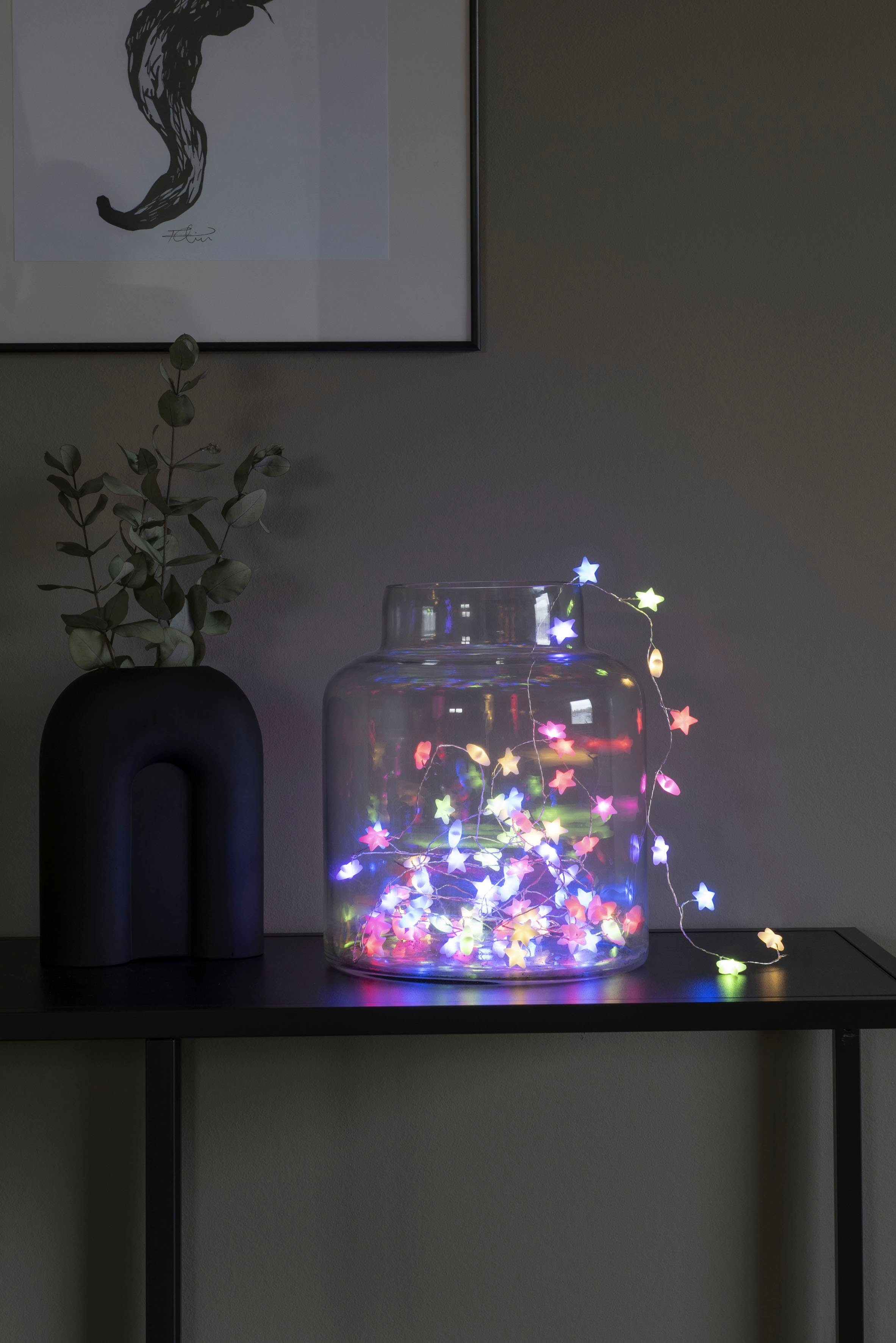 KONSTSMIDE LED-Lichterkette, 90-flammig, LED Sternenlichterkette, 90 bunte Dioden
