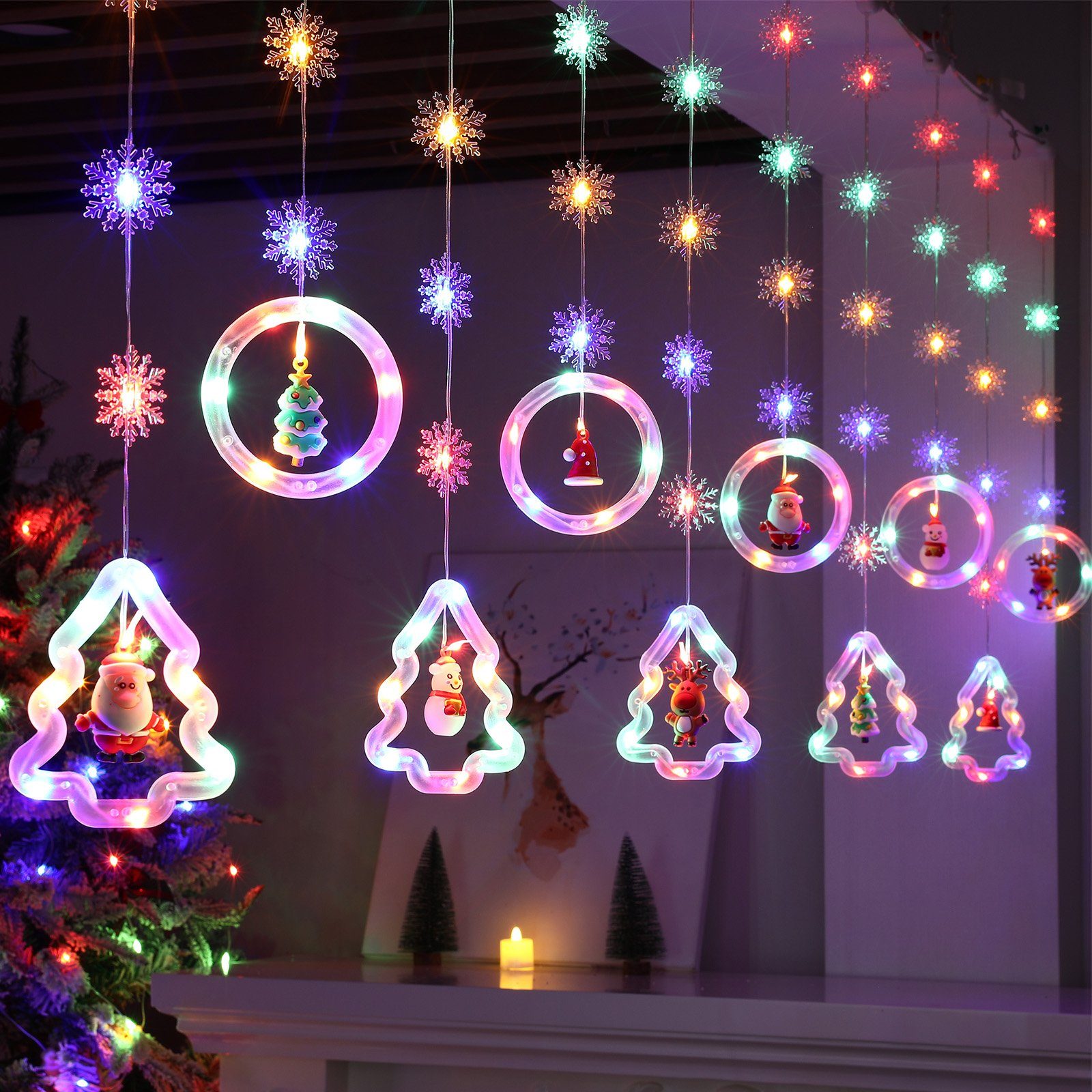 Rosnek LED-Lichtervorhang 3M 100LEDs, 8 Modi, günstig online kaufen