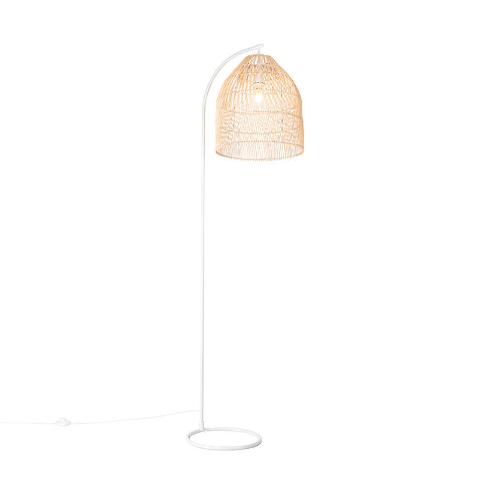 Qazqa Stehlampe Sam, ohne Leuchtmittel, Warmweiß, QAZQA Stehlampe, e27, Weiß, Stahl, Modern