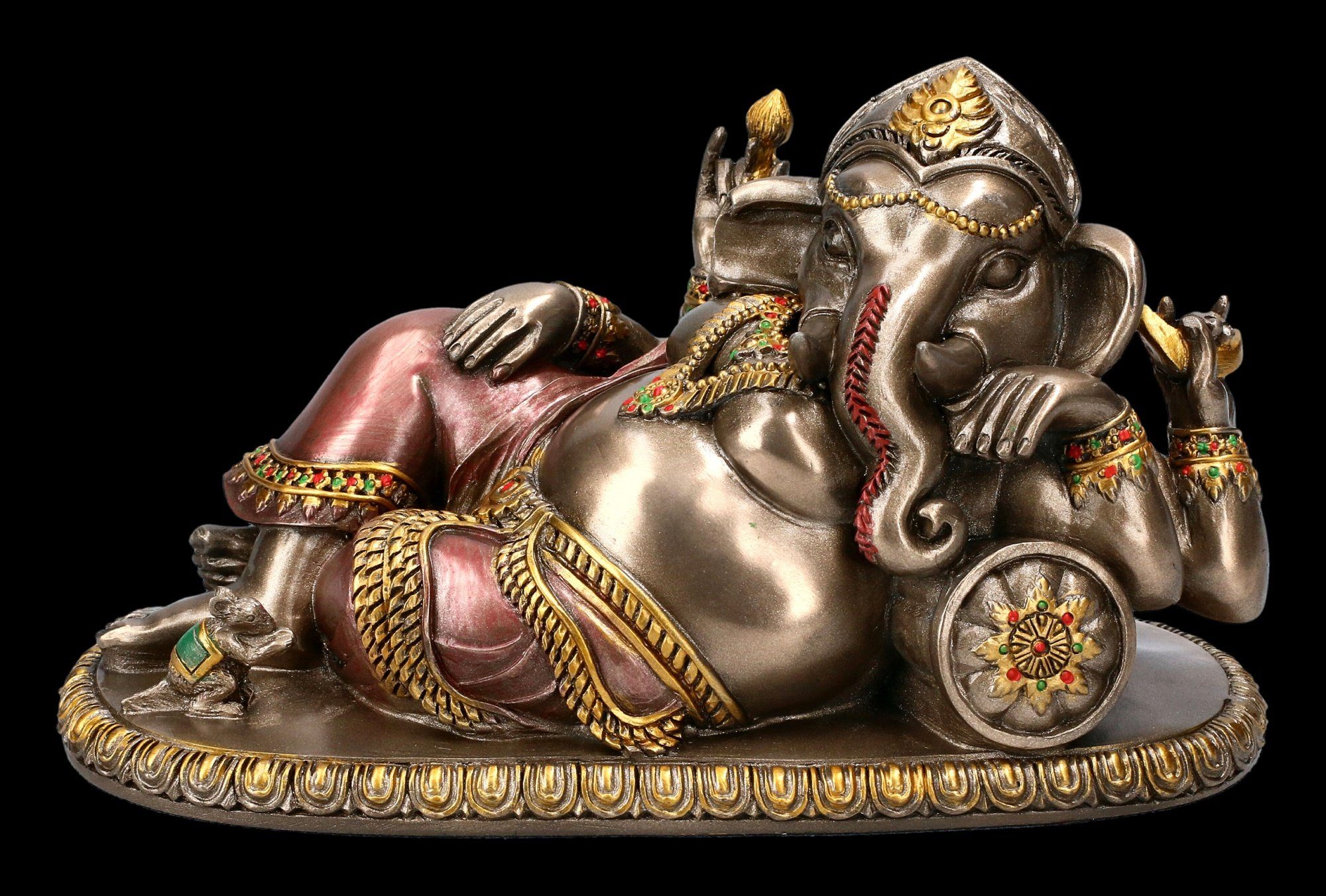 Dekofigur Hindu-Gott Ganesha gold-rotDekofigur Deko Statue Skulptur H 17 cm 