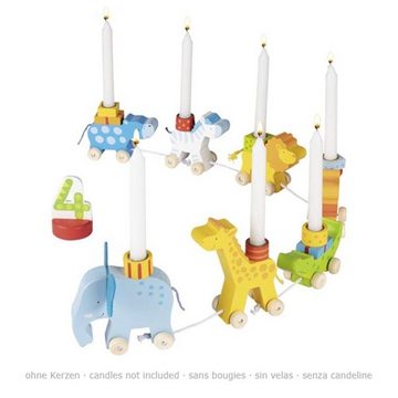 goki Kerzenhalter Karawane, 13 teilig, Tierfigur aus Holz, Zahlen von 1-6, Geburtstagszug