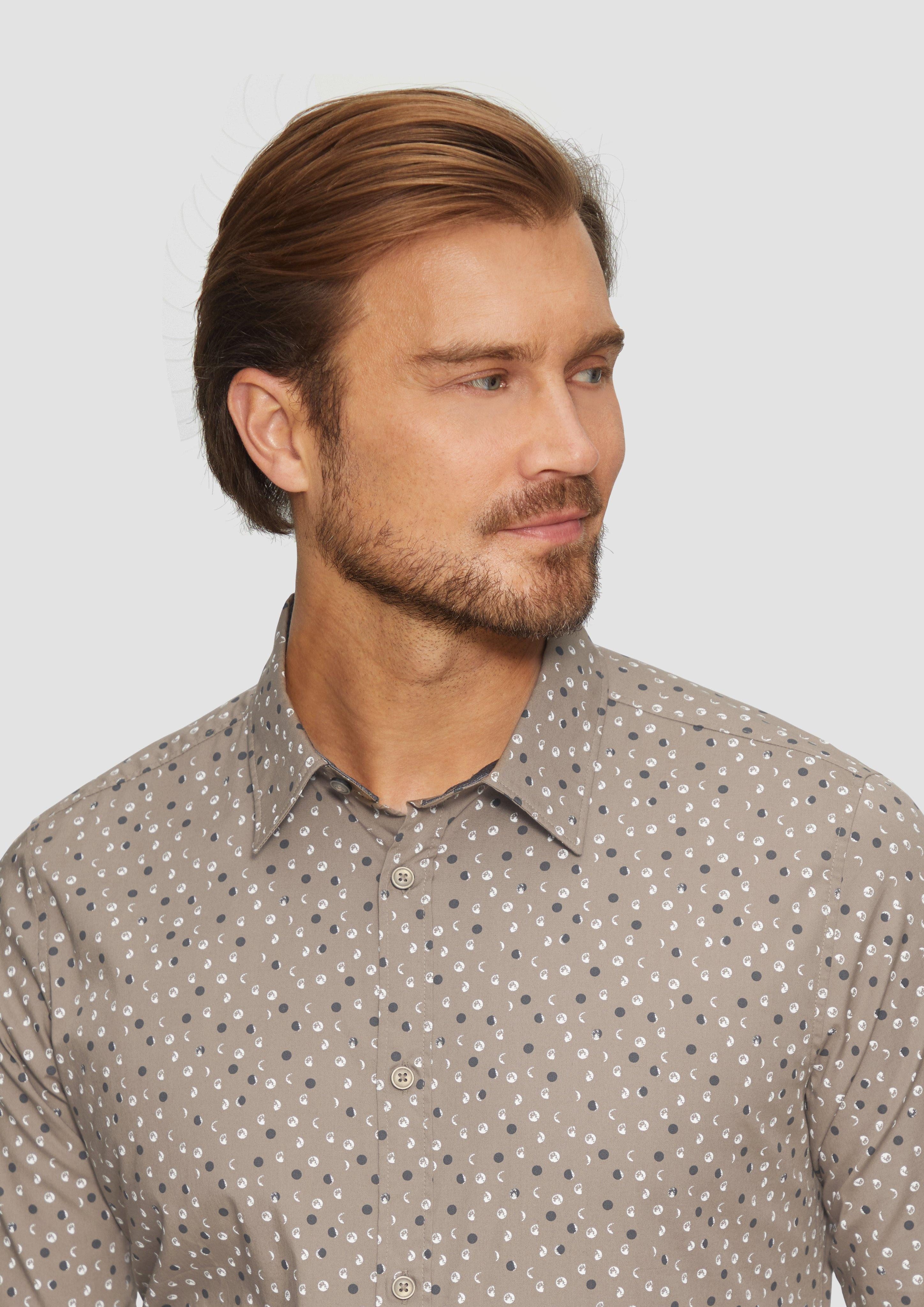s.Oliver Langarmhemd Slim Fit: Gemustertes Popeline-Hemd günstig online kaufen