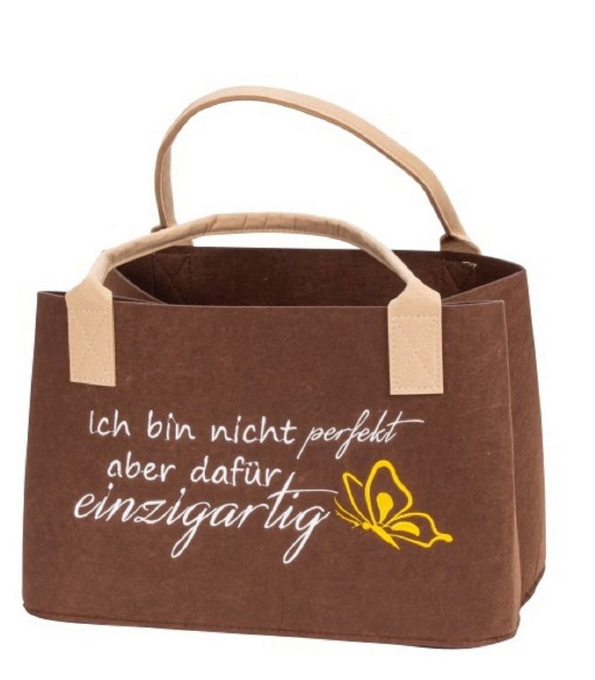 Mel-O-Design Shopper 2716 Filz Tasche Shopper mit Spruch "Ich bin nicht perfekt, aber dafür (Stück, 1-tlg., 1), Ich bin nicht perfekt, aber dafür einzigartig