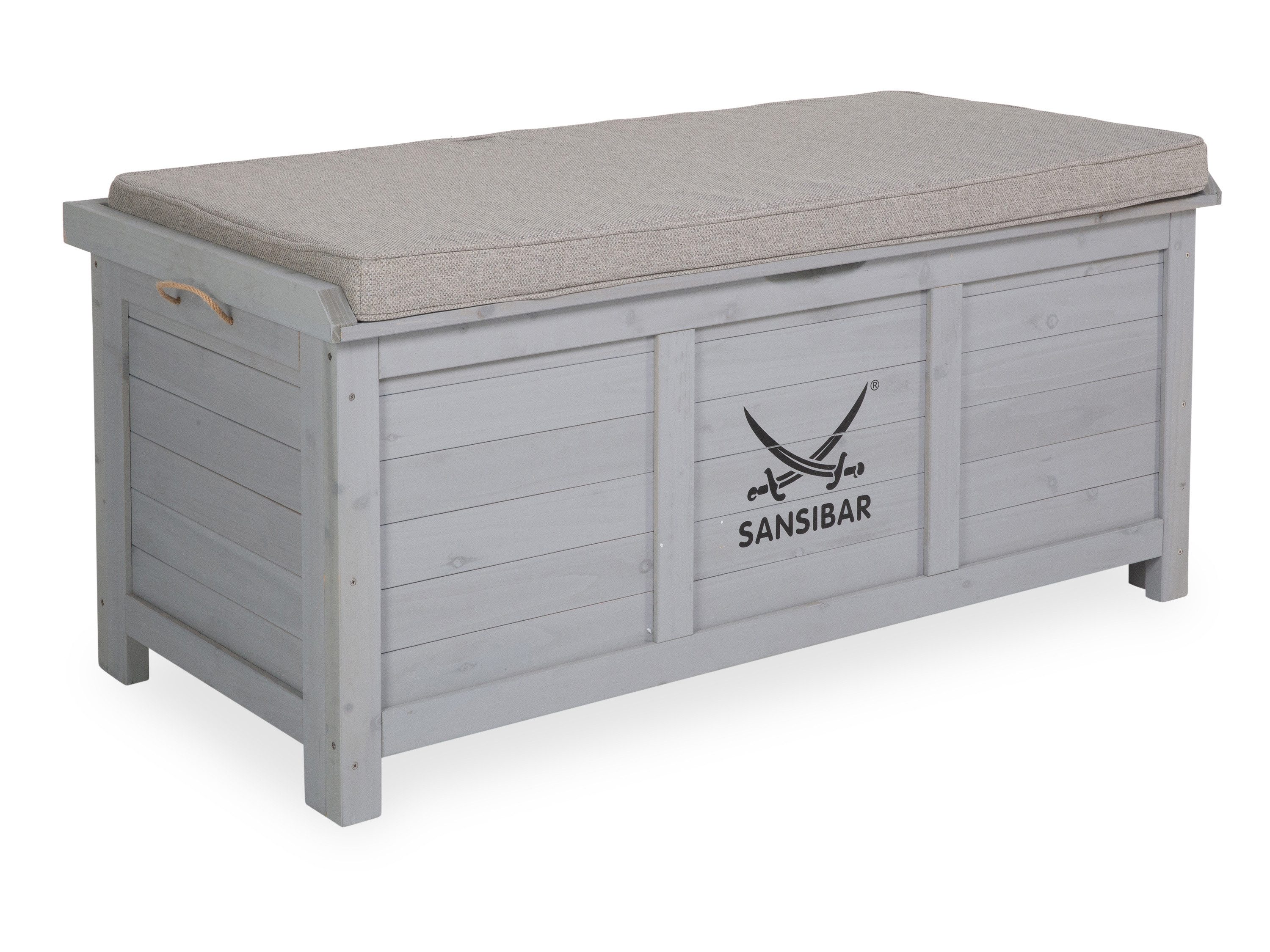 SANSIBAR LIVING Truhe Gartentruhe SANSIBAR LAHOLM BHT 120x60x54 cm grau