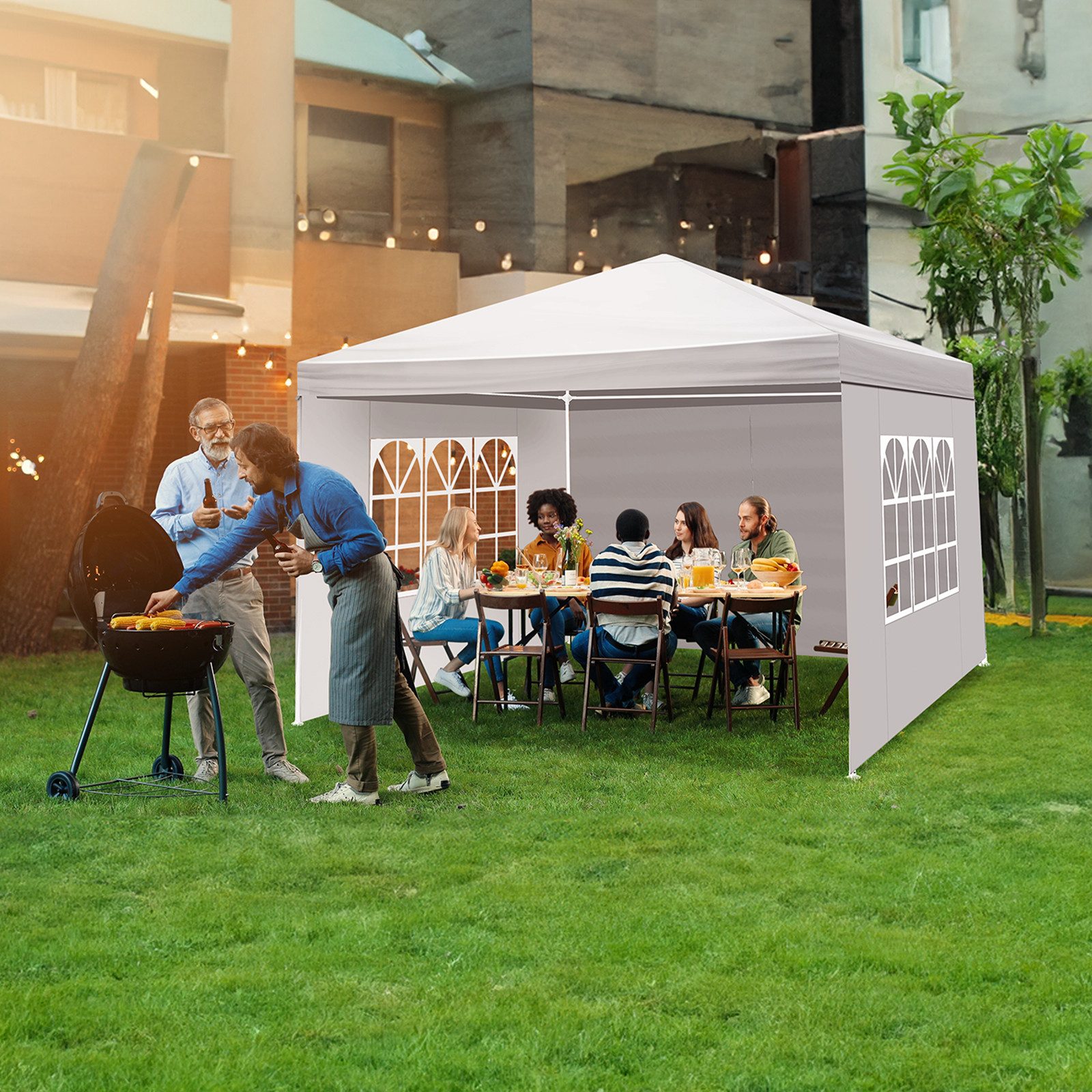 VINGLI Faltpavillon L x B: 3 x 3 m mit 3/4 Wänden, 3 x 9 mit 8 Wänden günstig online kaufen