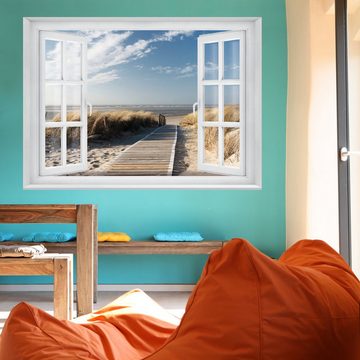 murimage® Fototapete Fototapete Strand Meer 183 x 127 cm Ostsee Nordsee Strand Dünen Ausblick Fenster Ozean Tapete inklusive Kleister