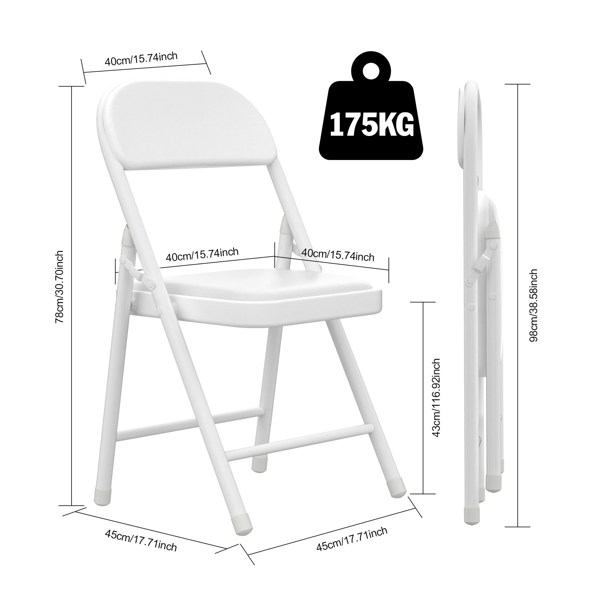 JEOBEST Klappstuhl PU Klappstühle aus Kunststoff und Metall, Faltbarer Stuhl, (1/2 St) Kunstleder Stabil Klappstuhl für Hochzeit Essen Küche Schule