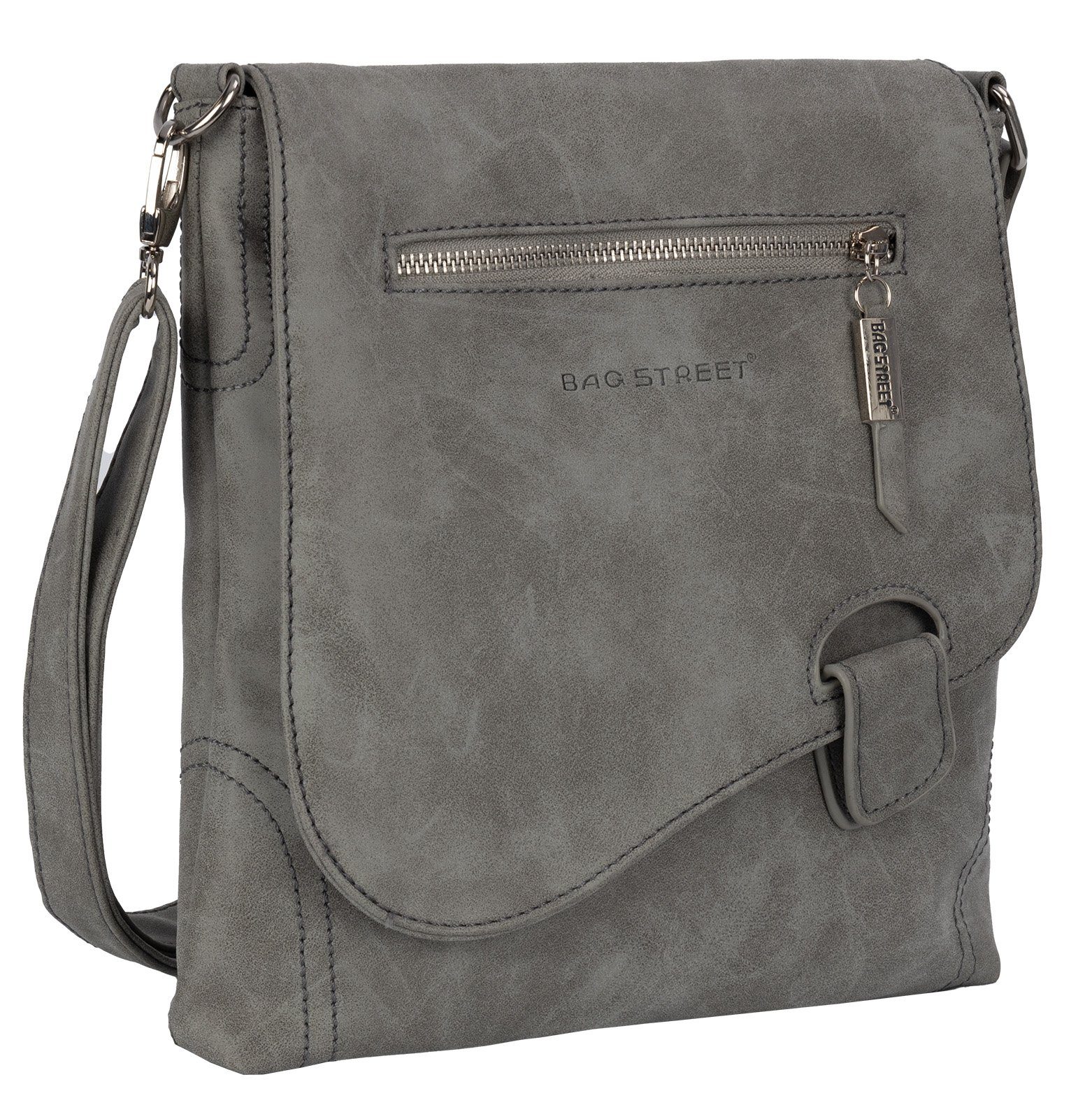 BAG STREET Schlüsseltasche Bag Street Damentasche Umhängetasche Handtasche Schultertasche T0104, als Schultertasche, Umhängetasche tragbar GRAU