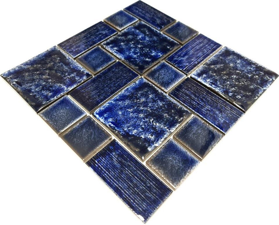 Mosani Mosaikfliesen Mosaikfliese Keramik Mosaik Vintage Retro kobaltblau