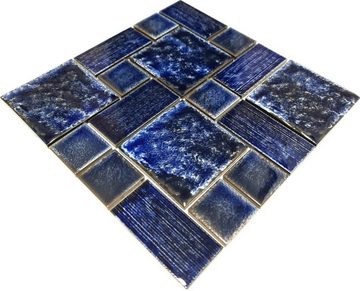 Mosani Mosaikfliesen Mosaikfliese Keramik Mosaik Vintage Retro kobaltblau