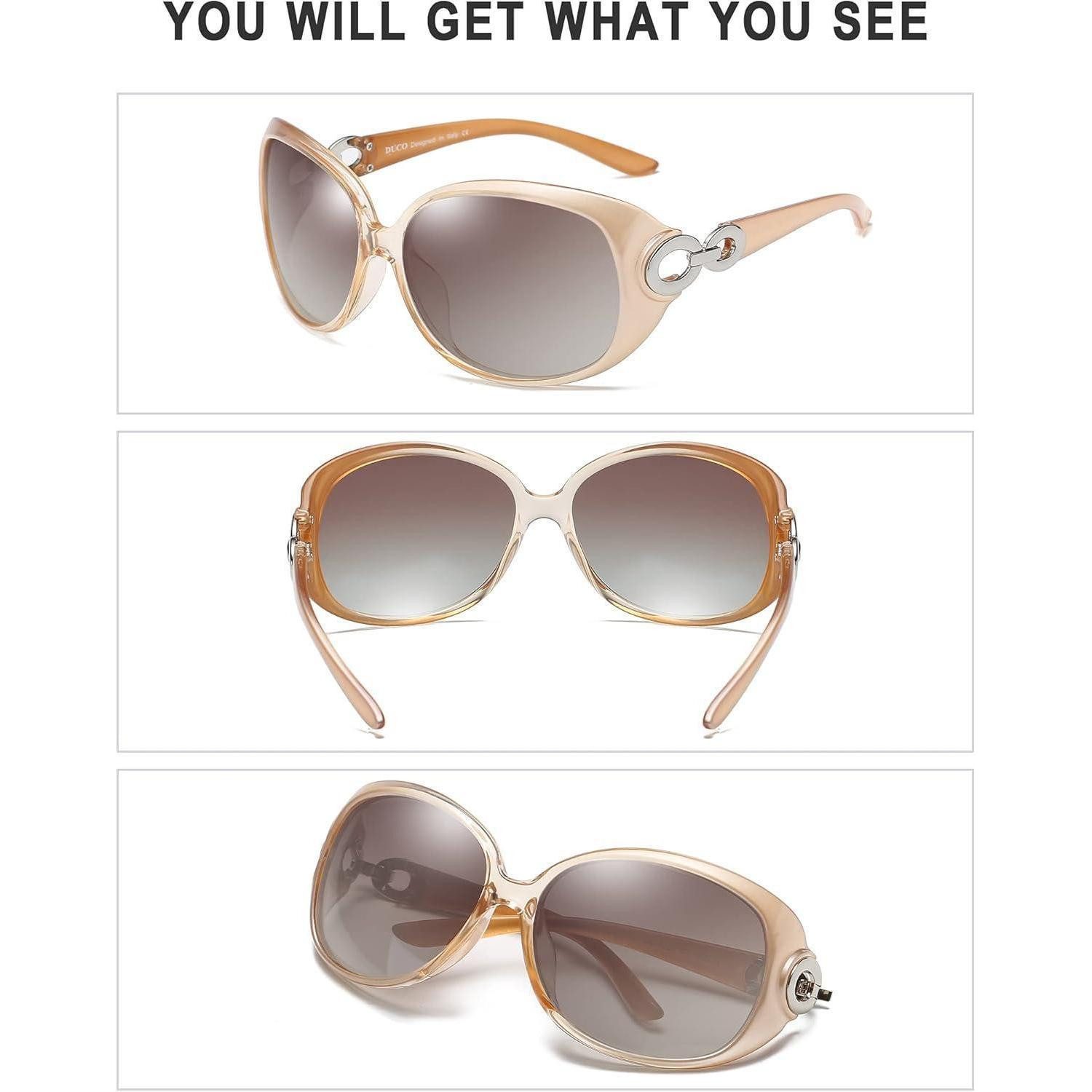 LuxusKollektion Retrosonnenbrille Sonnenbrille Damen Polarisiert Übergroß UV Schutz 1220 Champagner