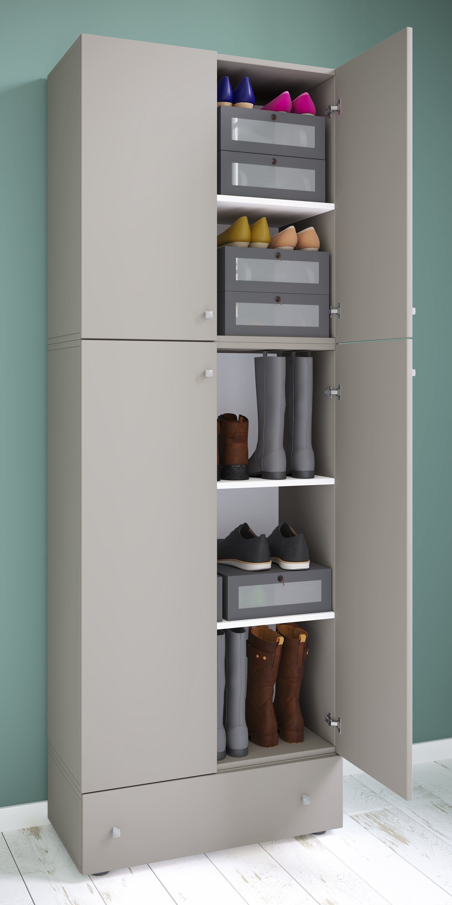 VCM Schuhschrank Schuhkommode Lona H. 200 x B. 70 x T. 39 cm