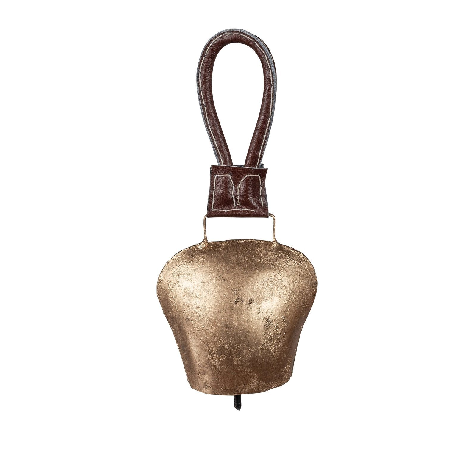 formano Dekoobjekt Glocke mit Kunststlederband Antik Gold | Deko-Objekte