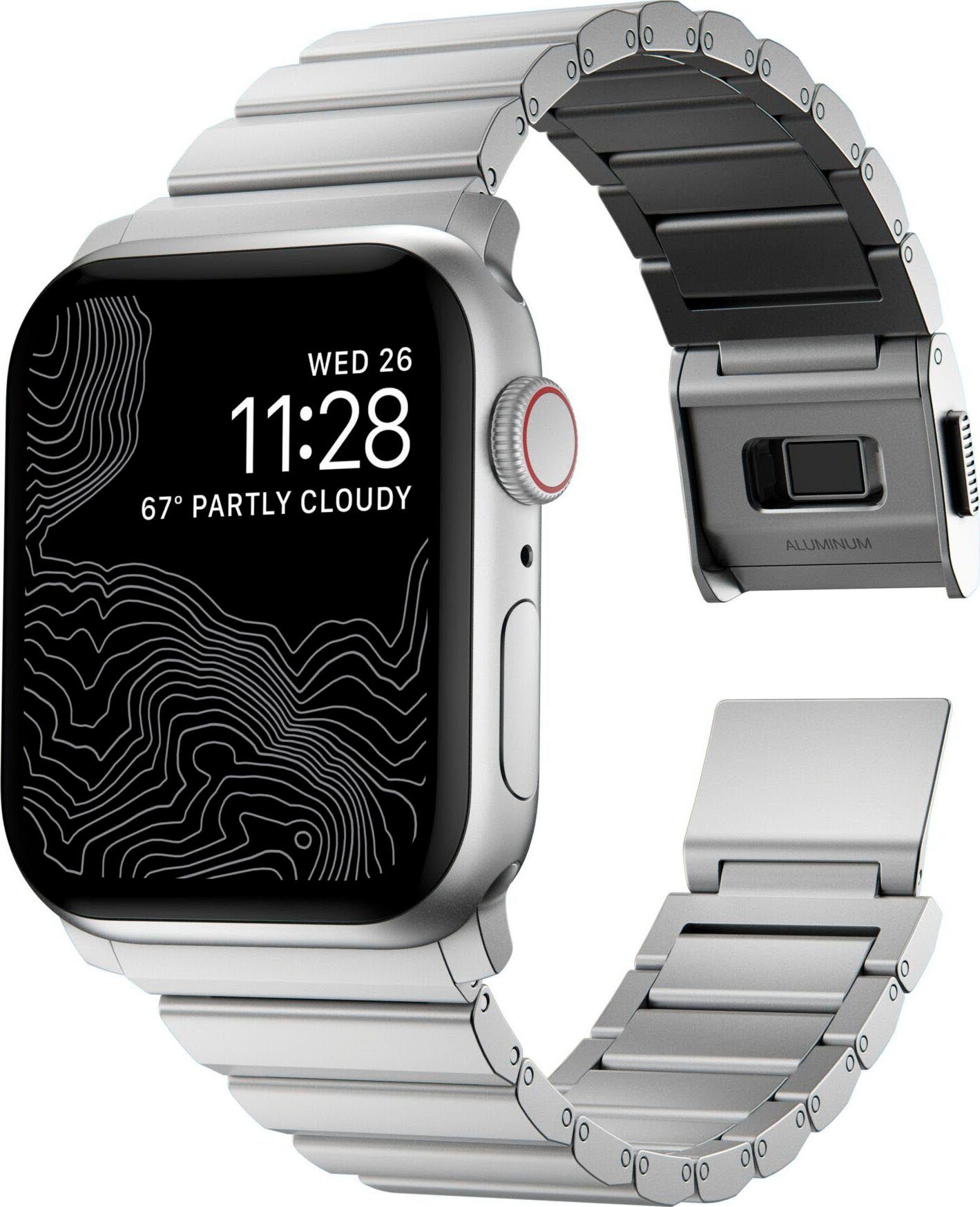 Nomad Smartwatch-Armband Strap Aluminum zum Look Apple passend Watch Finish der Mattes gebürstetem Aluminium, dank 42/44/45/49mm