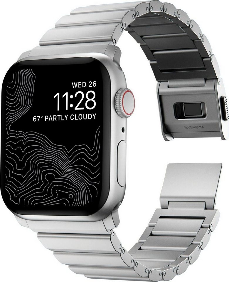 Nomad Smartwatch-Armband Strap Aluminum 42/44/45/49mm, Mattes Finish dank  gebürstetem Aluminium, passend zum Look der Apple Watch