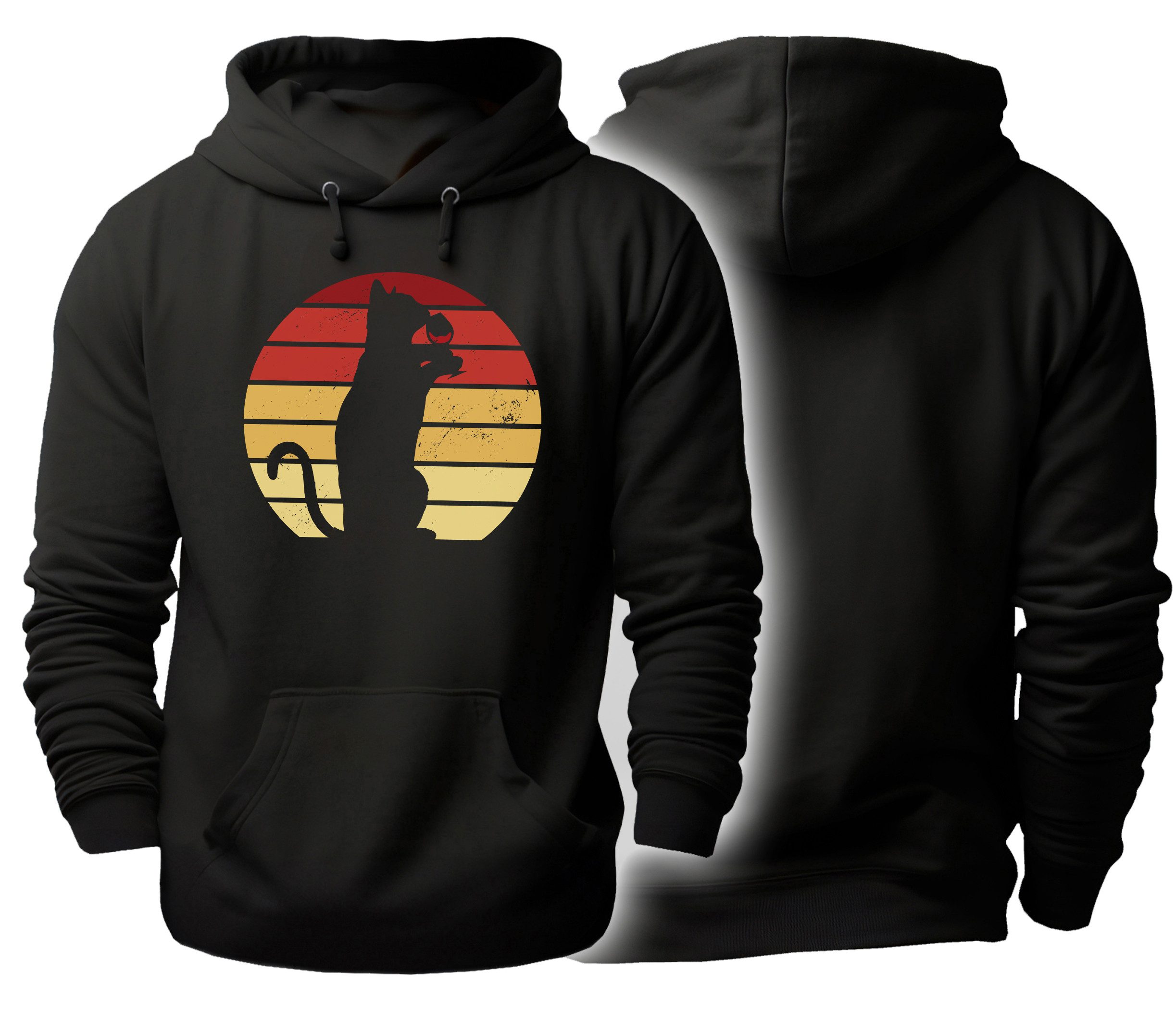 Hoodie Katzen Kapuzen Pulli - Wein trinkende Katze