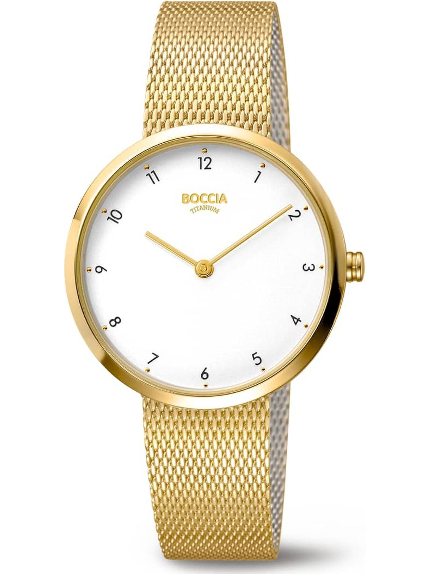 Boccia Quarzuhr Boccia Damen-Uhren Analog Quarz gold