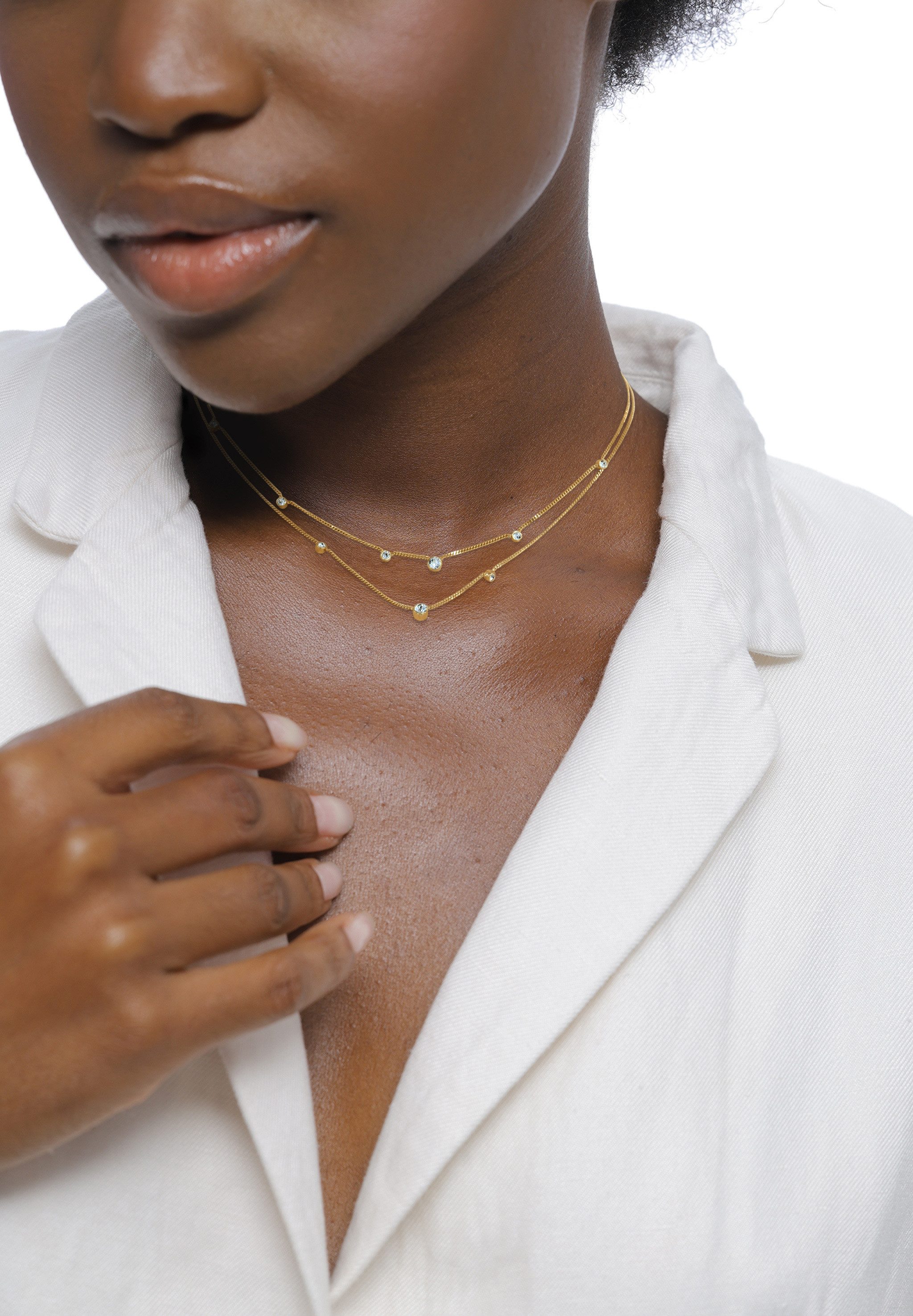 Elli Ketten-Set Layer mit Kristallen von Swarovski® Weiß 925 Sterling Silber