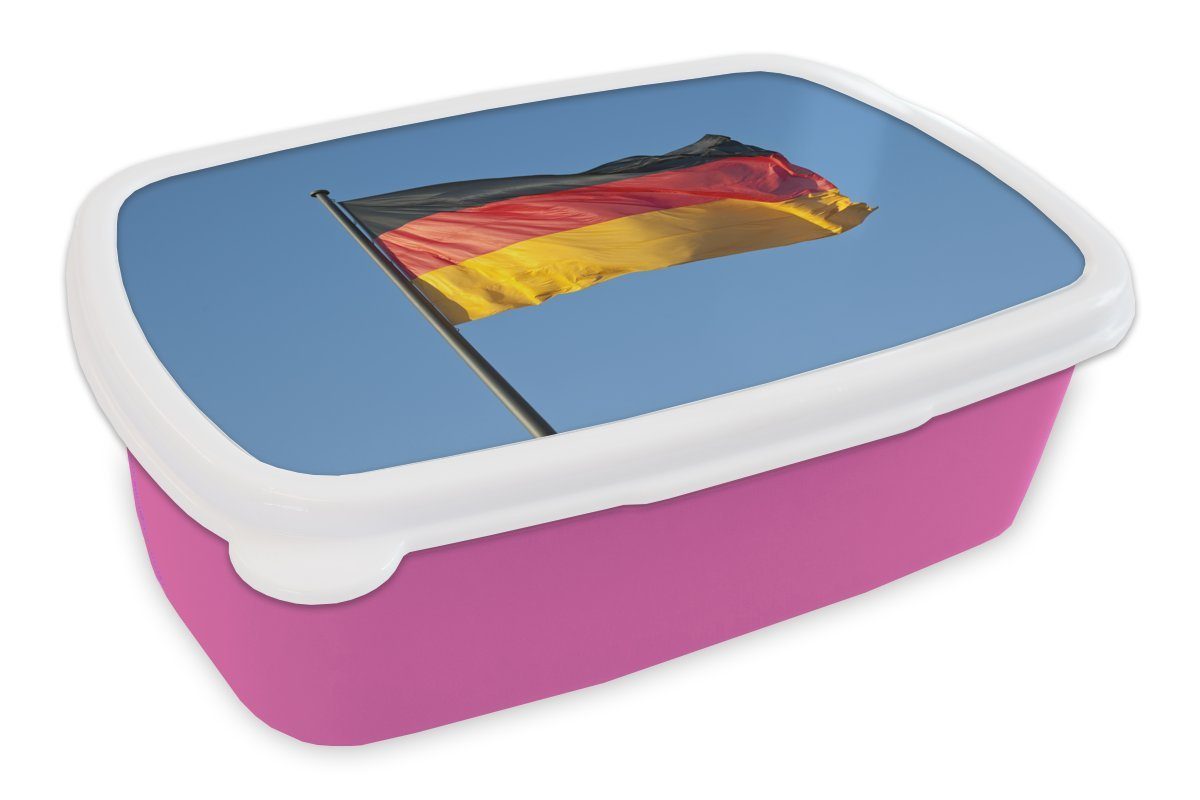MuchoWow Lunchbox Foto der deutschen Flagge, Kunststoff, (2-tlg), Brotbox für Erwachsene, Brotdose Kinder, Snackbox, Mädchen, Kunststoff rosa