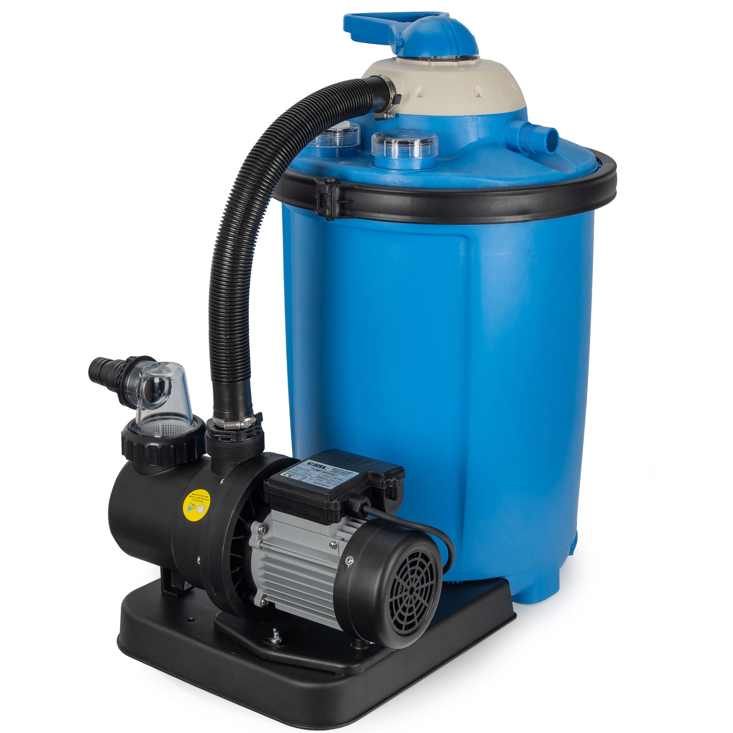 COIL Pool-Filterpumpe Sandpumpe,Sandfilter für schwimmbäder, Filterpumpe, (Pumpenleistung: 6000/7000/10000/19000 l/h), Sandbehälter: 20/33/75 kg, 1,5 bar, 7-Wege-Ventil mit Manometer
