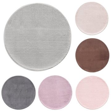 Teppich Unicolor - Einfarbig, Teppium, Rund, Höhe: 25 mm, Teppich Rund Shaggy Wohnzimmer Einfarbig Plüsch Versch. Größen Farben