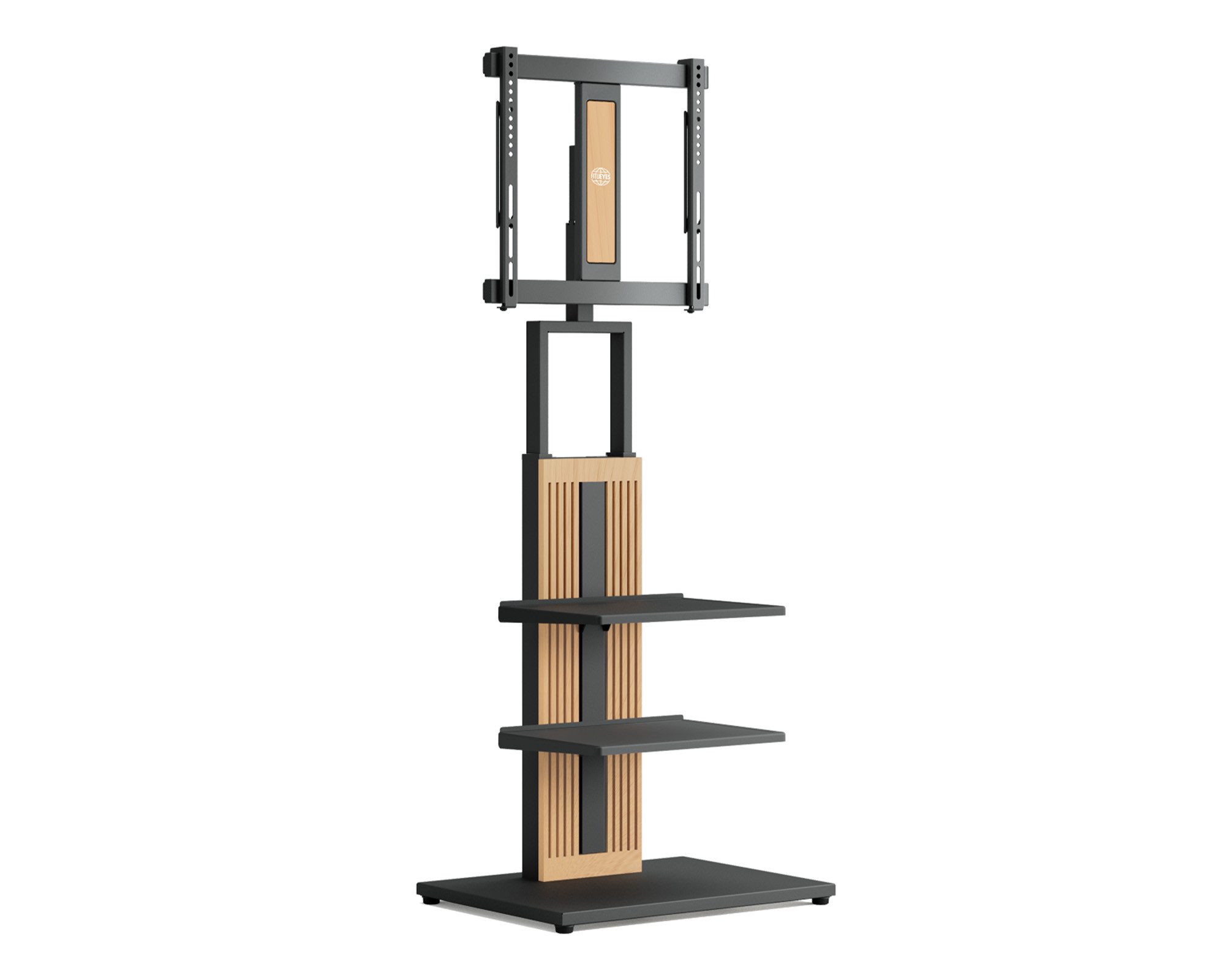 FITUEYES TV-Ständer aus Holz, mit höhenverstellbarer Ablage, ±15° schwenkbar, 32-65 Zoll, (bis 65,00 Zoll, höhenverstellbar, mit Kabelmanagement)