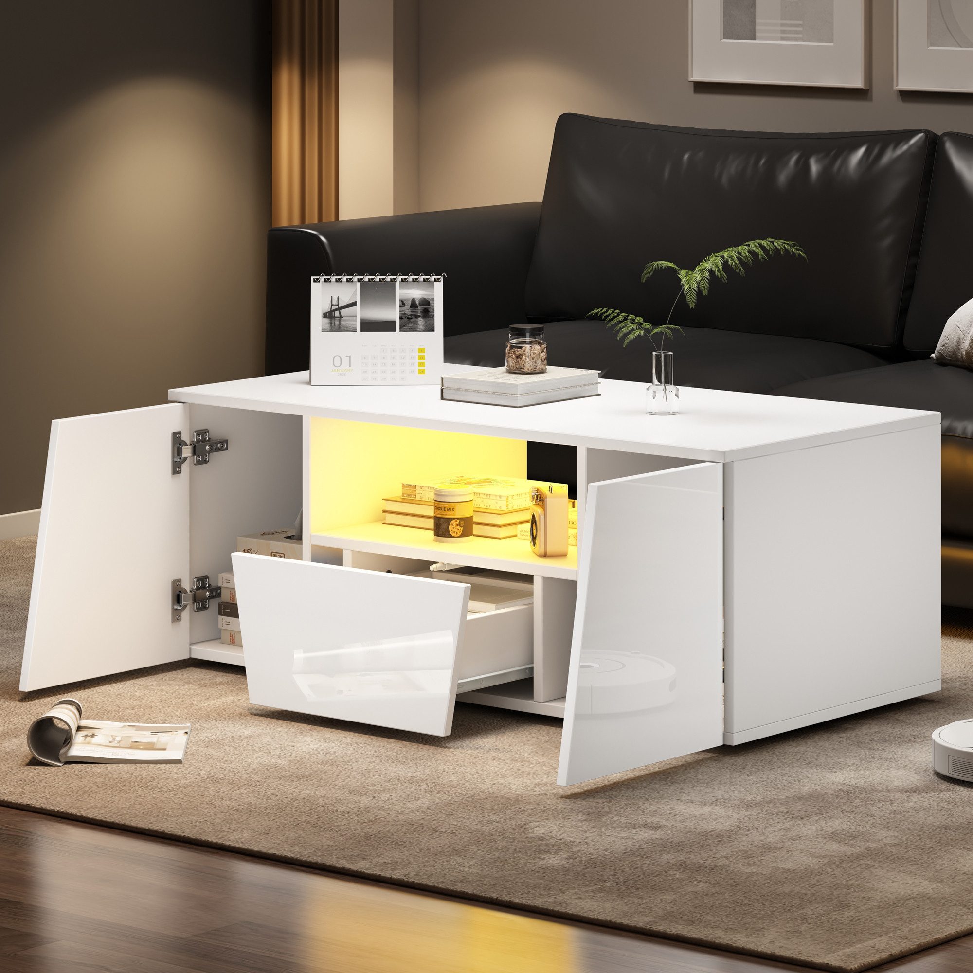 Merax Couchtisch hochglanz Sofatisch Beistelltisch mit günstig online kaufen