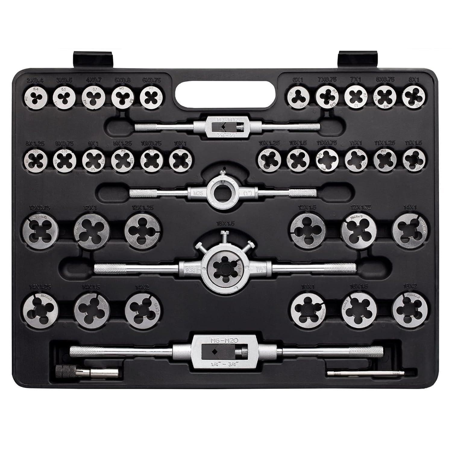 OSTWOLKE Gewindebohrer Gewindeschneider Satz M2-M18 Fein Gewinde Schneider Bohrer Werkzeug, 110-tlg.