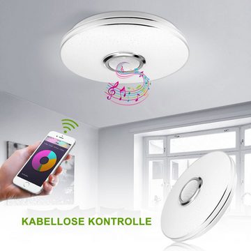 OULENBIYAR LED Deckenleuchte 36W LED Deckenleuchte RGB Dimmbar mit Bluetooth Lautsprecher, LED fest integriert, RGB, Dimmbar, mit Fernbedienung oder APP-Steuerung, für Schlafzimmer Küche Wohnzimmer