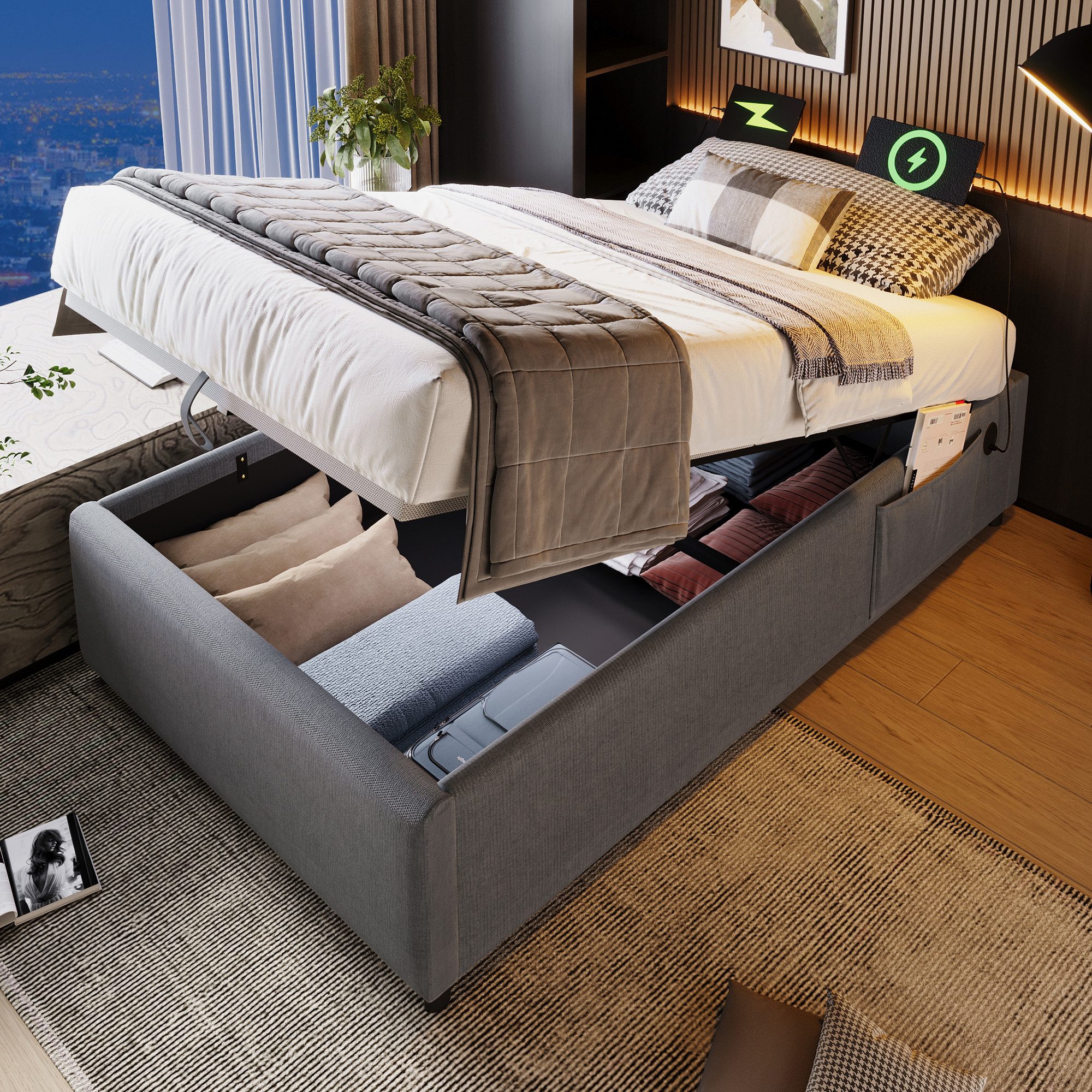 HAUSS SPOLE Polsterbett 90×200cm mit USB- günstig online kaufen
