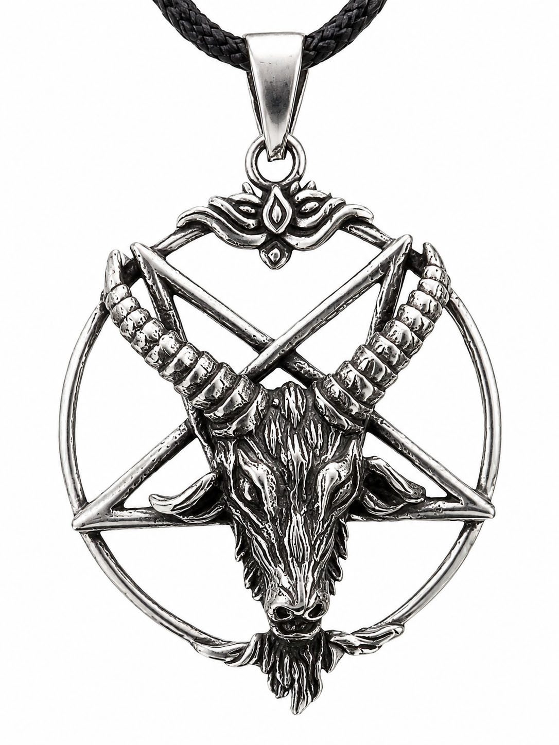 Kiss of Leather Kettenanhänger Pentagramm 925 Silber Anhänger Baphomet Ziegenkopf Bock Satan Luzifer