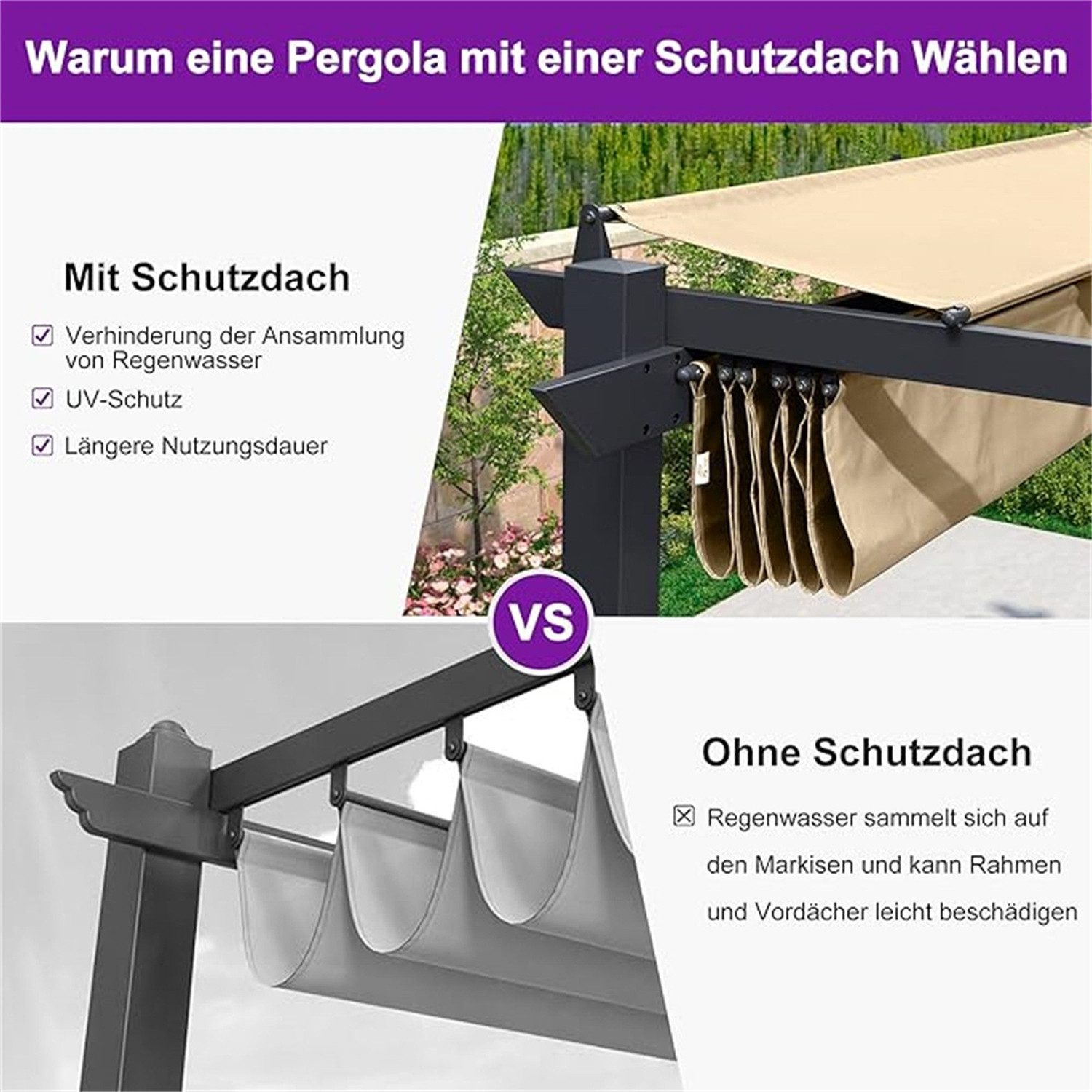 PURPLE LEAF Pergola Außenbereich Aluminium Pavillon günstig online kaufen