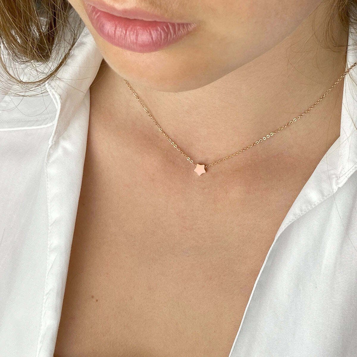 M&M Kette mit Anhänger Halskette mit Stern-Anhänger Fine Line (1-tlg), deutsche Qualität, inkl. edles Schmucketui