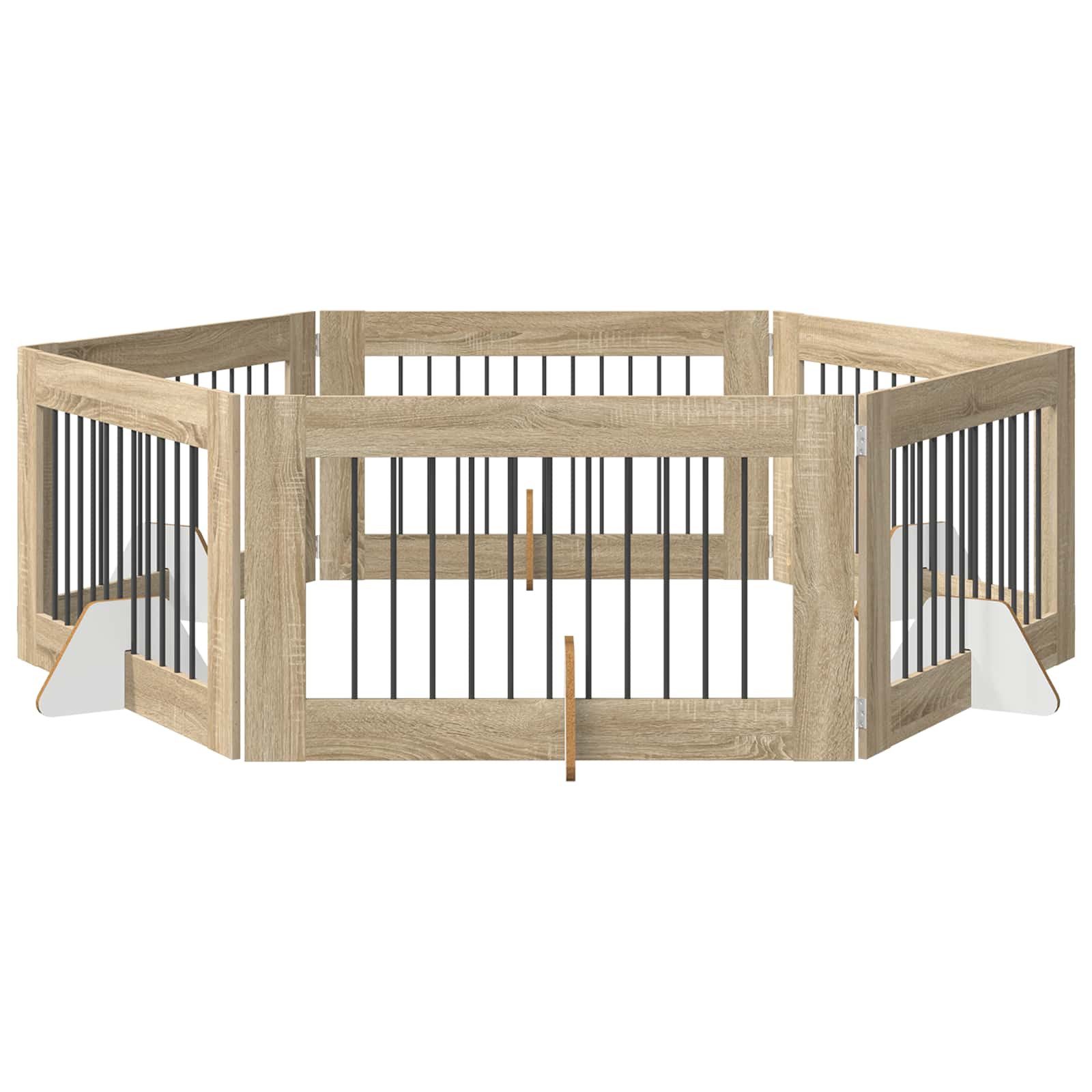 vidaXL Hundezwinger 100 x 60 cm Hunde Absperrgitter Freistehend Faltbar 6-teiliges Sonoma-