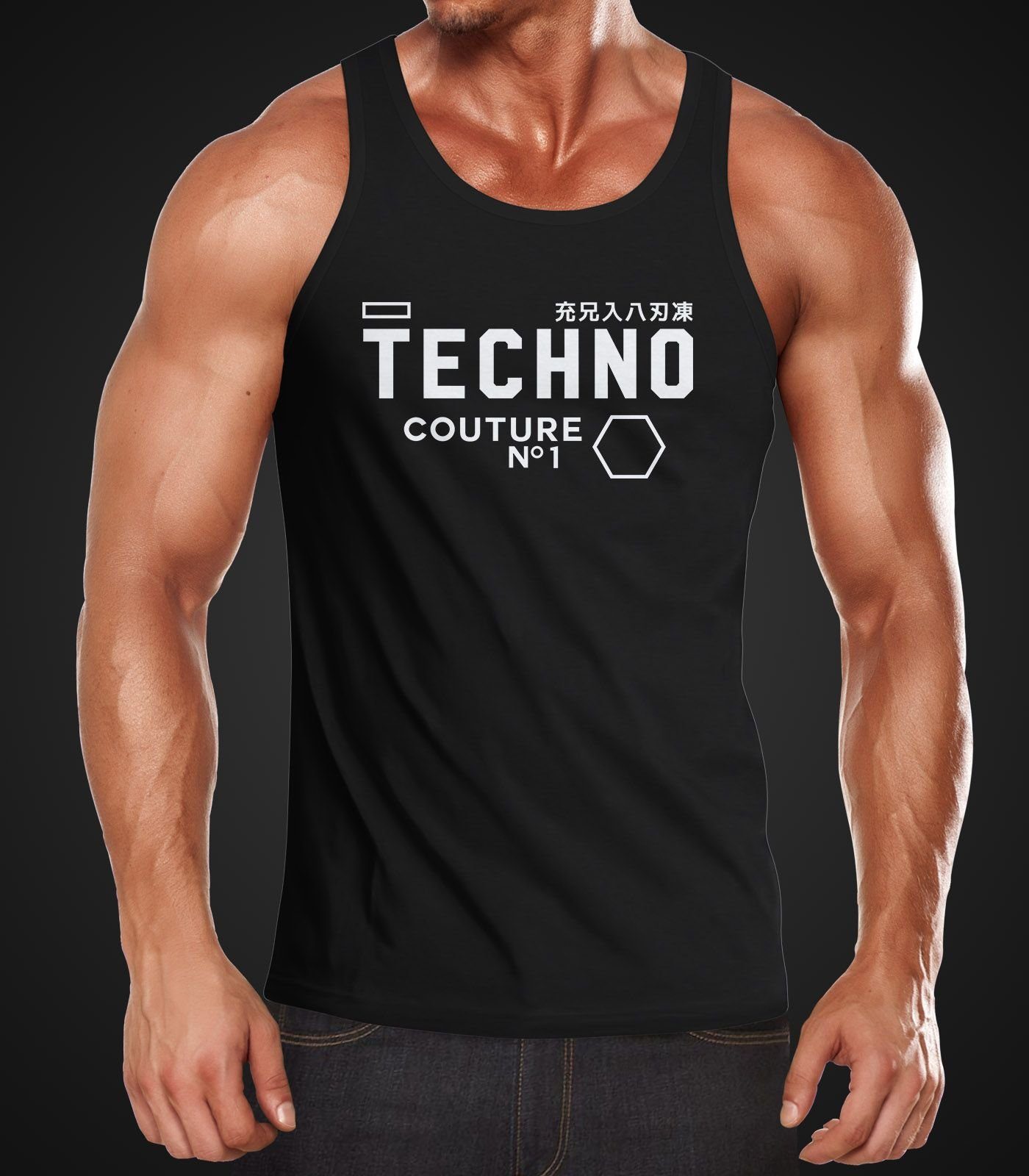 Herren Tanktops Neverless Tanktop Techno Tank-Top Herren Muskelshirt Muscle Shirt Neverless® mit Print