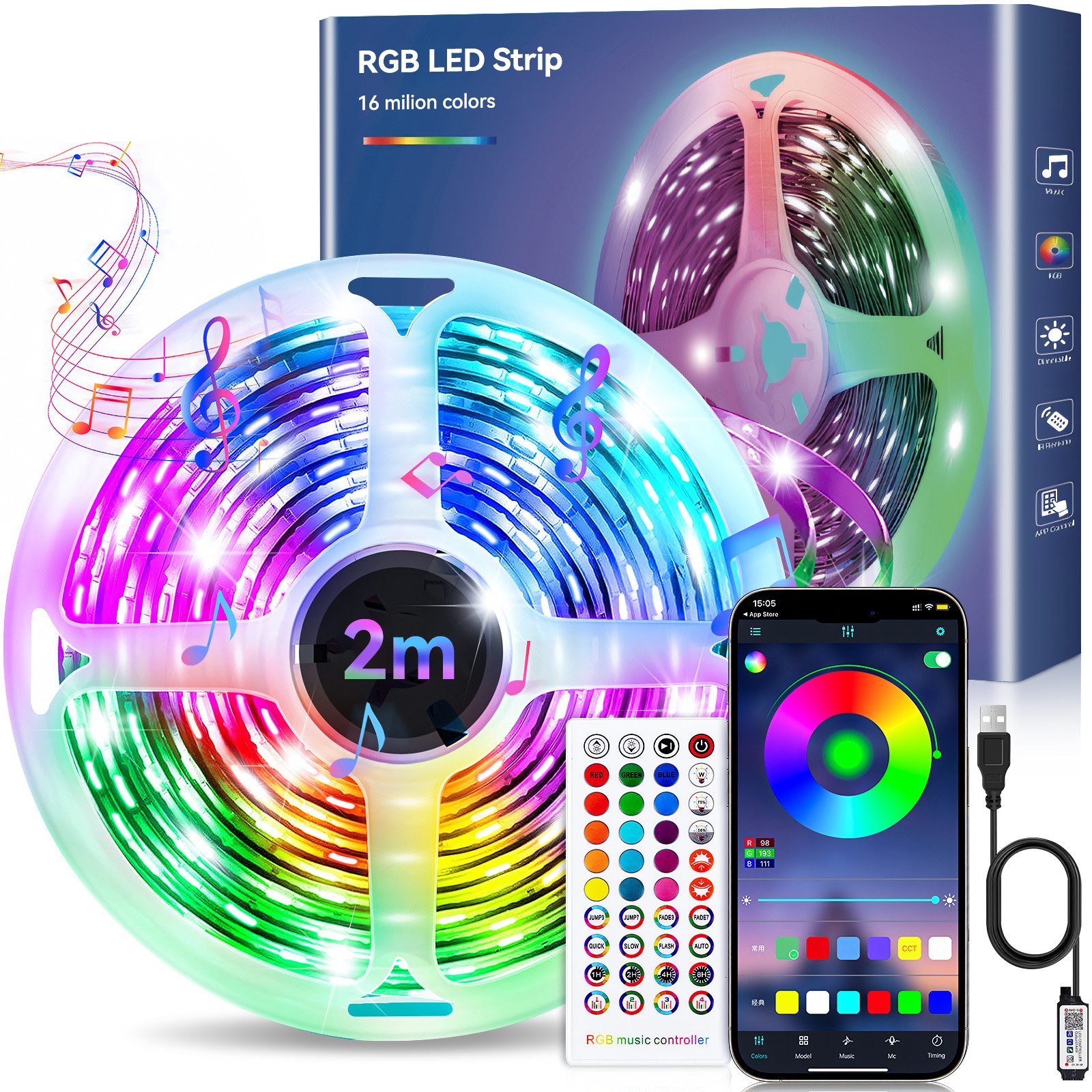 Rayofi LED Stripe mit USB 2m/3m/5m, günstig online kaufen
